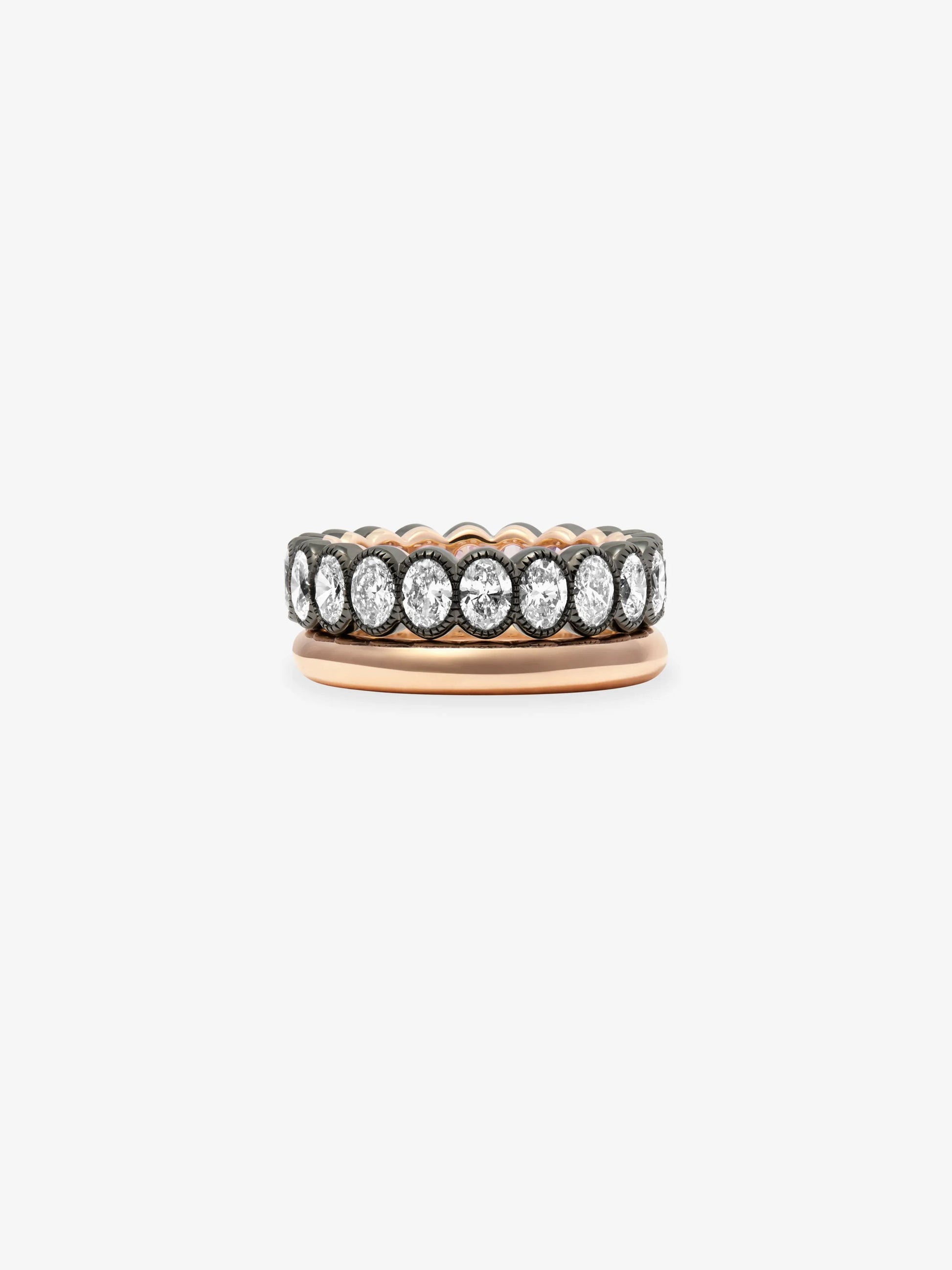Small Oval Diamond Millegrain Eternity Band View 2