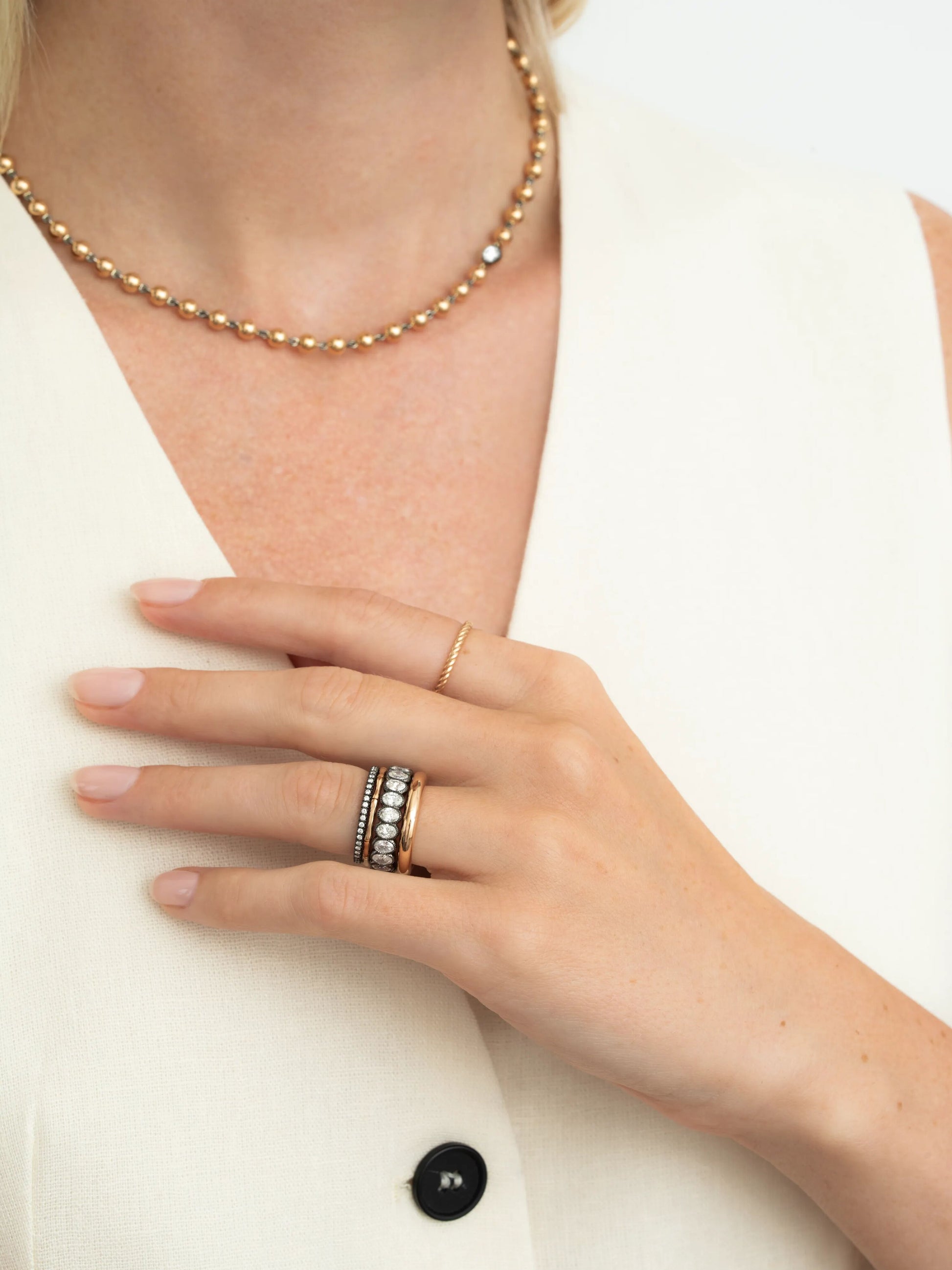 Small Oval Diamond Millegrain Eternity Band View 3