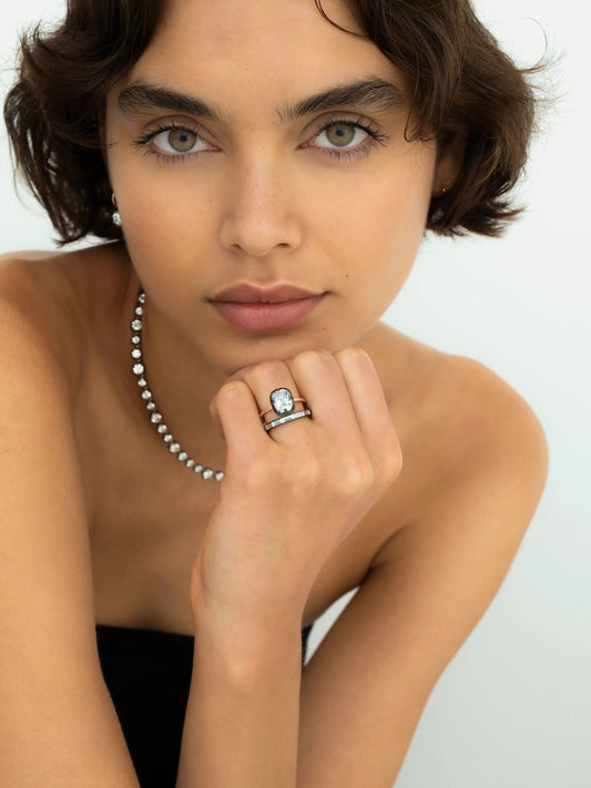 3.06ct Cushion Diamond Button Back Ring View 2