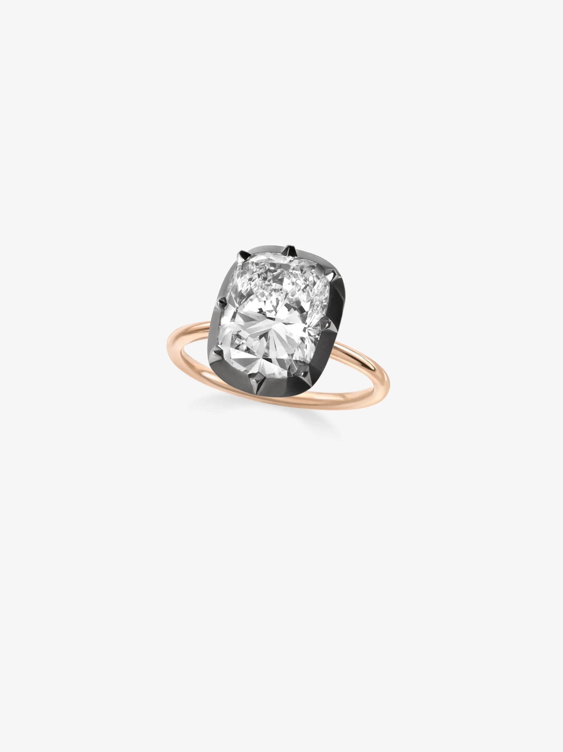 3.06ct Cushion Diamond Button Back Ring View 4