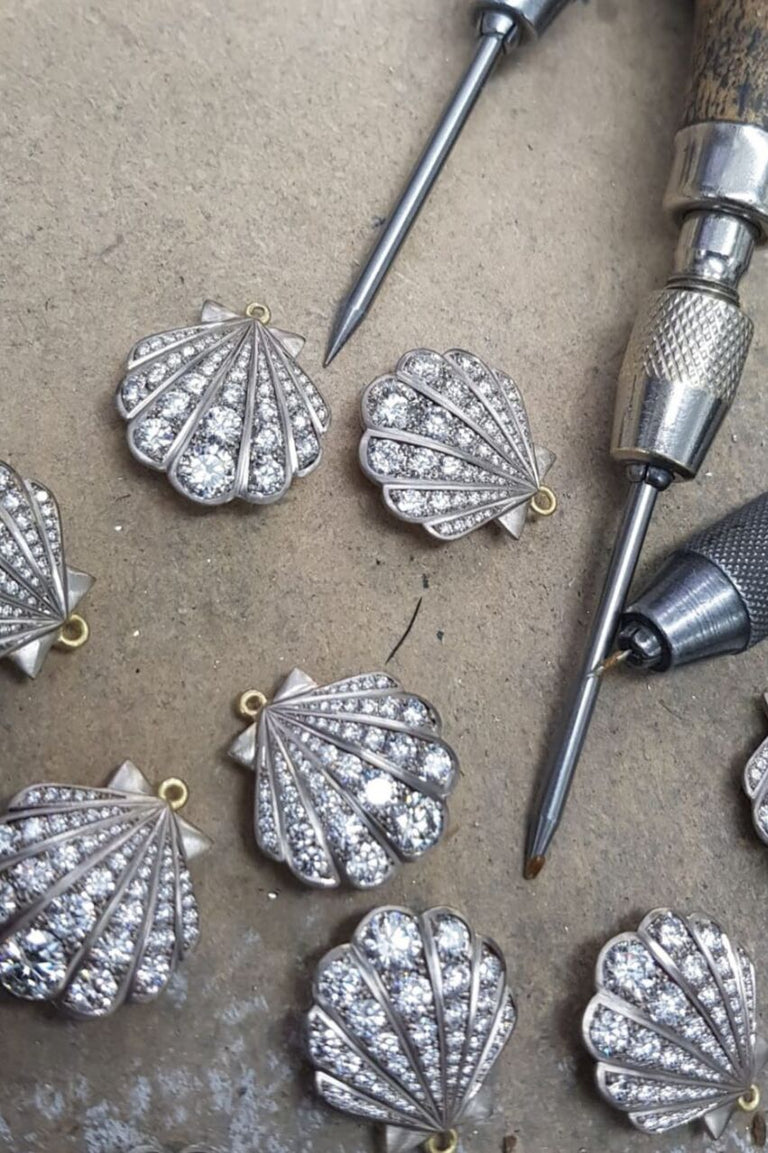 Diamond Shell Pendant in Production