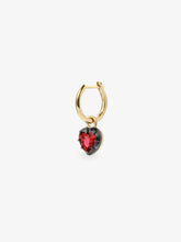 0.50ct Heart-Shaped Ruby & Blackened Gold Single Gypset Hoop Earring