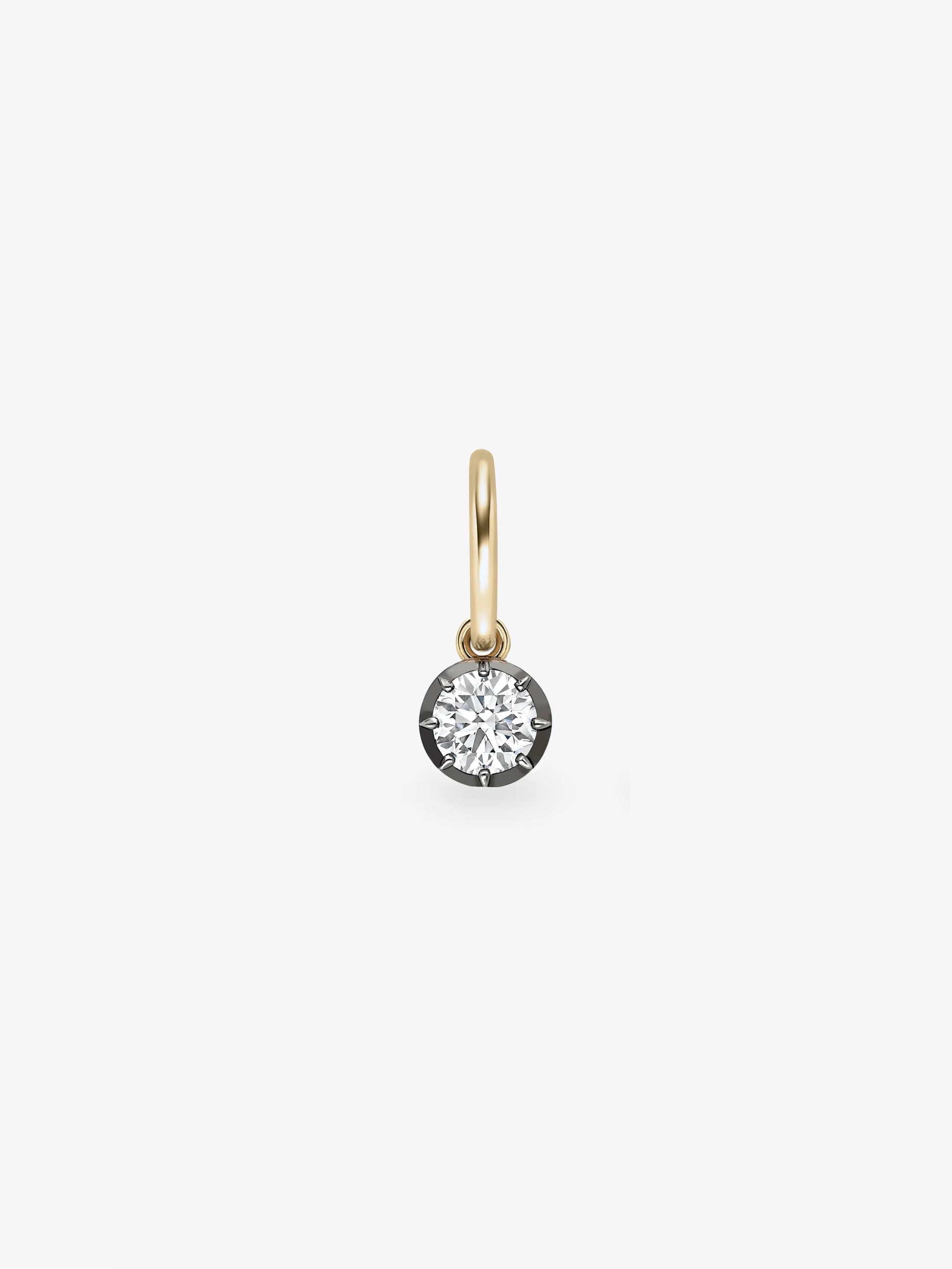 0.70ct Diamond & Blackened Gold Single Gypset Hoop Earring View 1