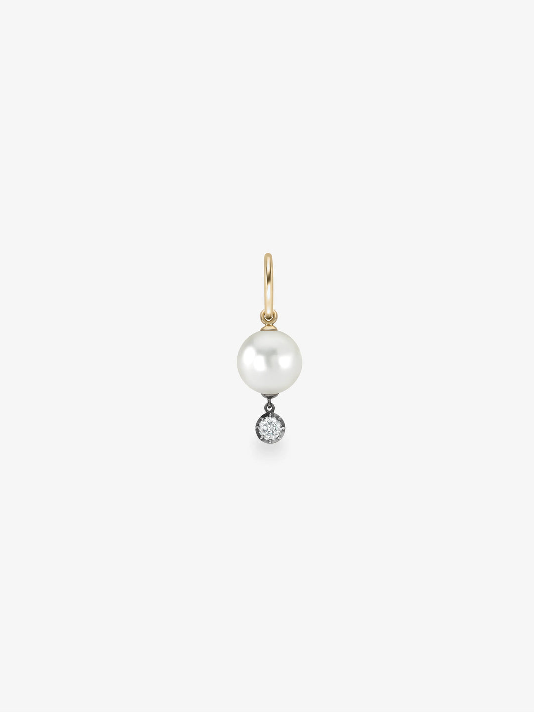 0.20ct Pearl & Diamond Single Gypset Hoop Earring  View 1