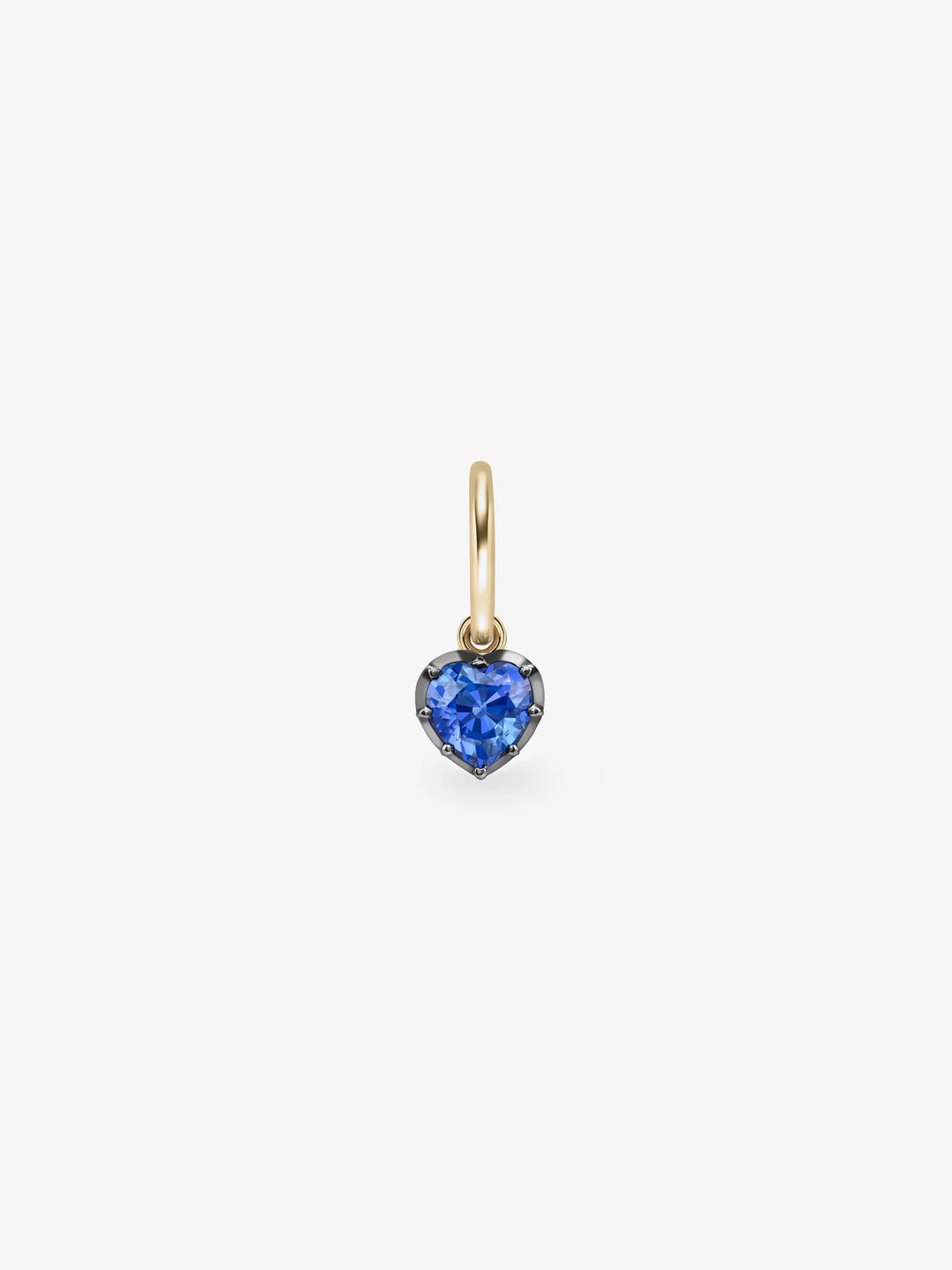 0.50ct Heart-Shaped Sapphire & Blackened Gold Single Gypset Hoop Earring  View 1