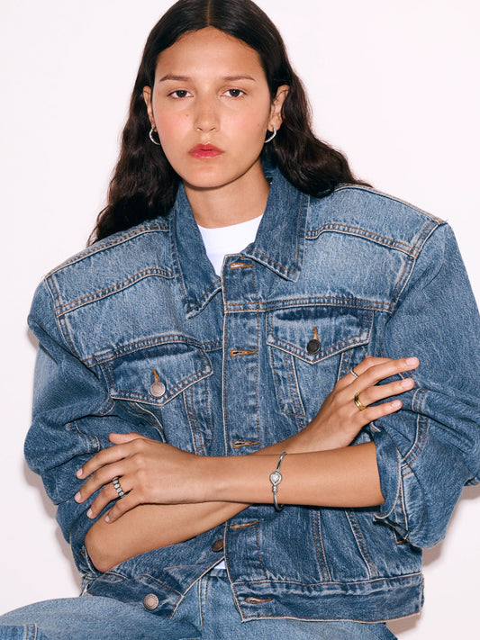 Carmela Diamond & White Gold Spaghetti Hoop Earrings View 3