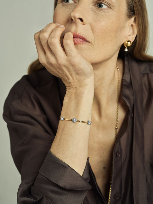 Orbit Yellow Gold & Pavé Diamond Sphere Bracelet View 3