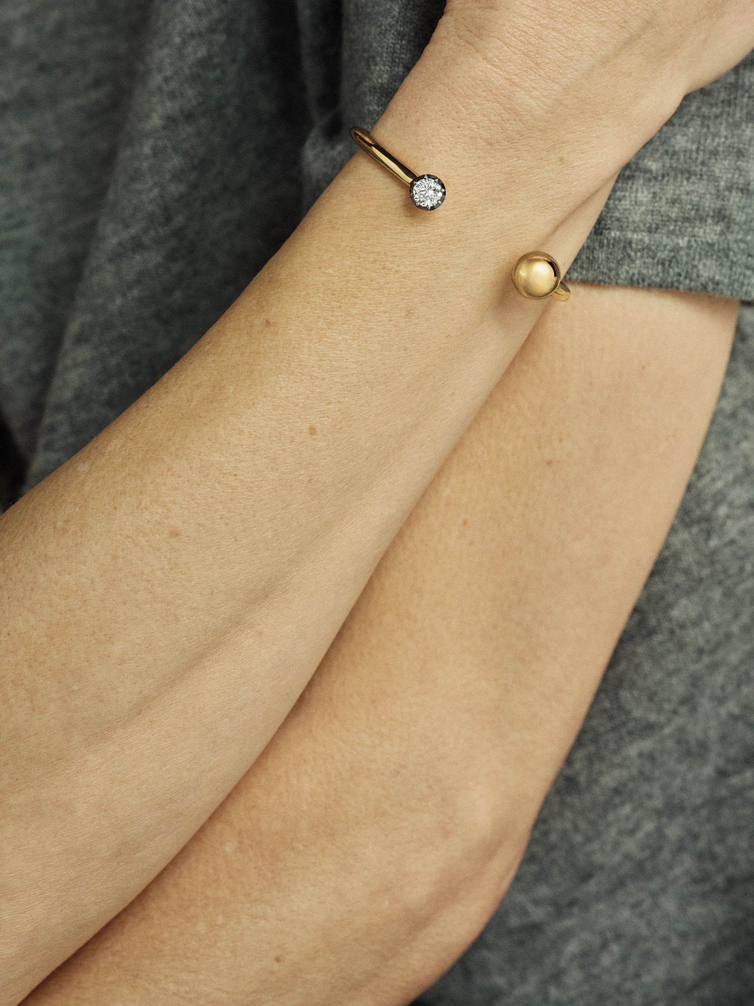 Orbit Yellow Gold & 0.90ct Diamond Sphere Bangle View 3