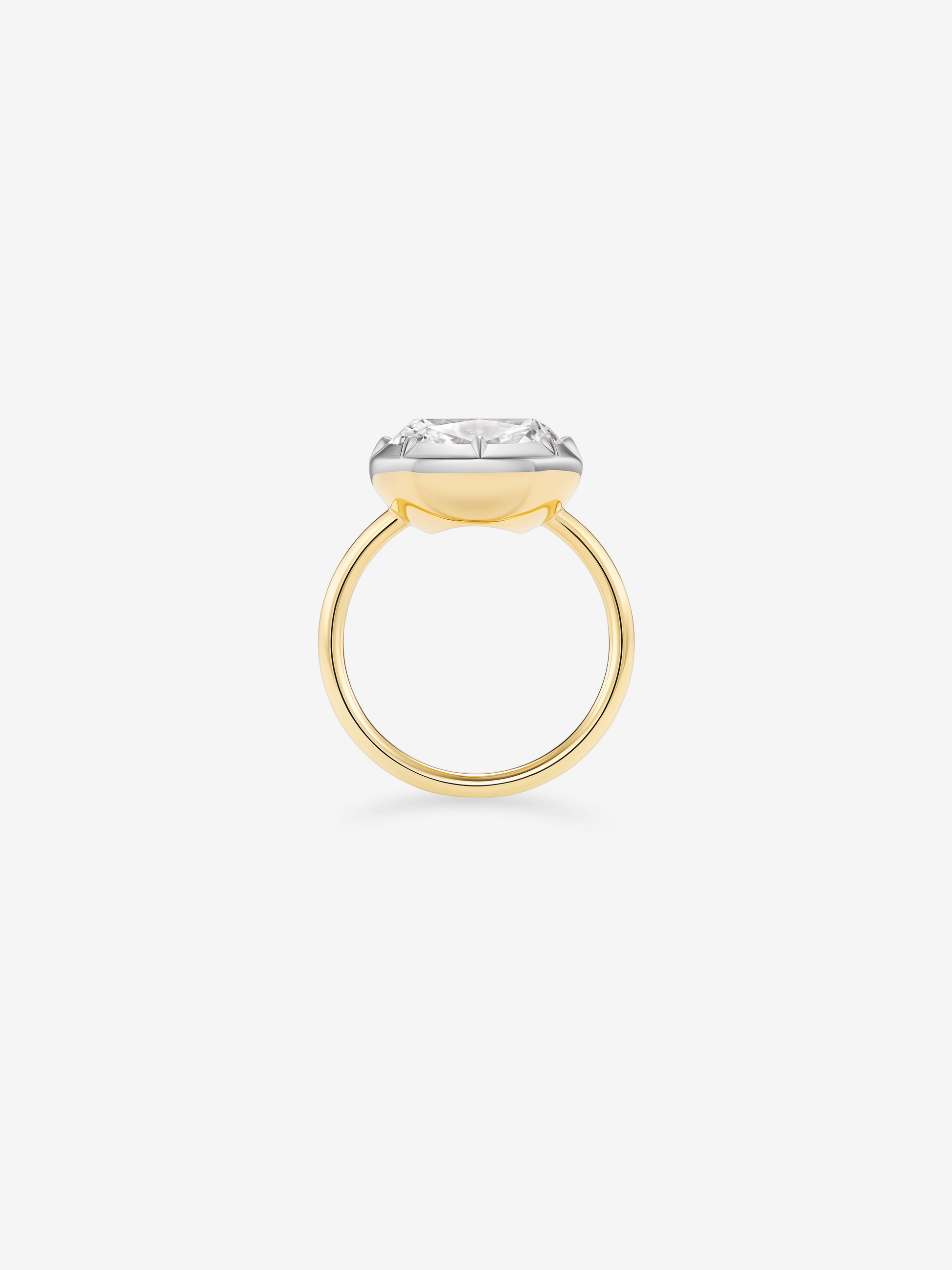 6.04ct East-West Cushion Diamond & White Gold Button Back Ring View 3