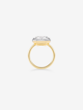 6.04ct East-West Cushion Diamond & White Gold Button Back Ring