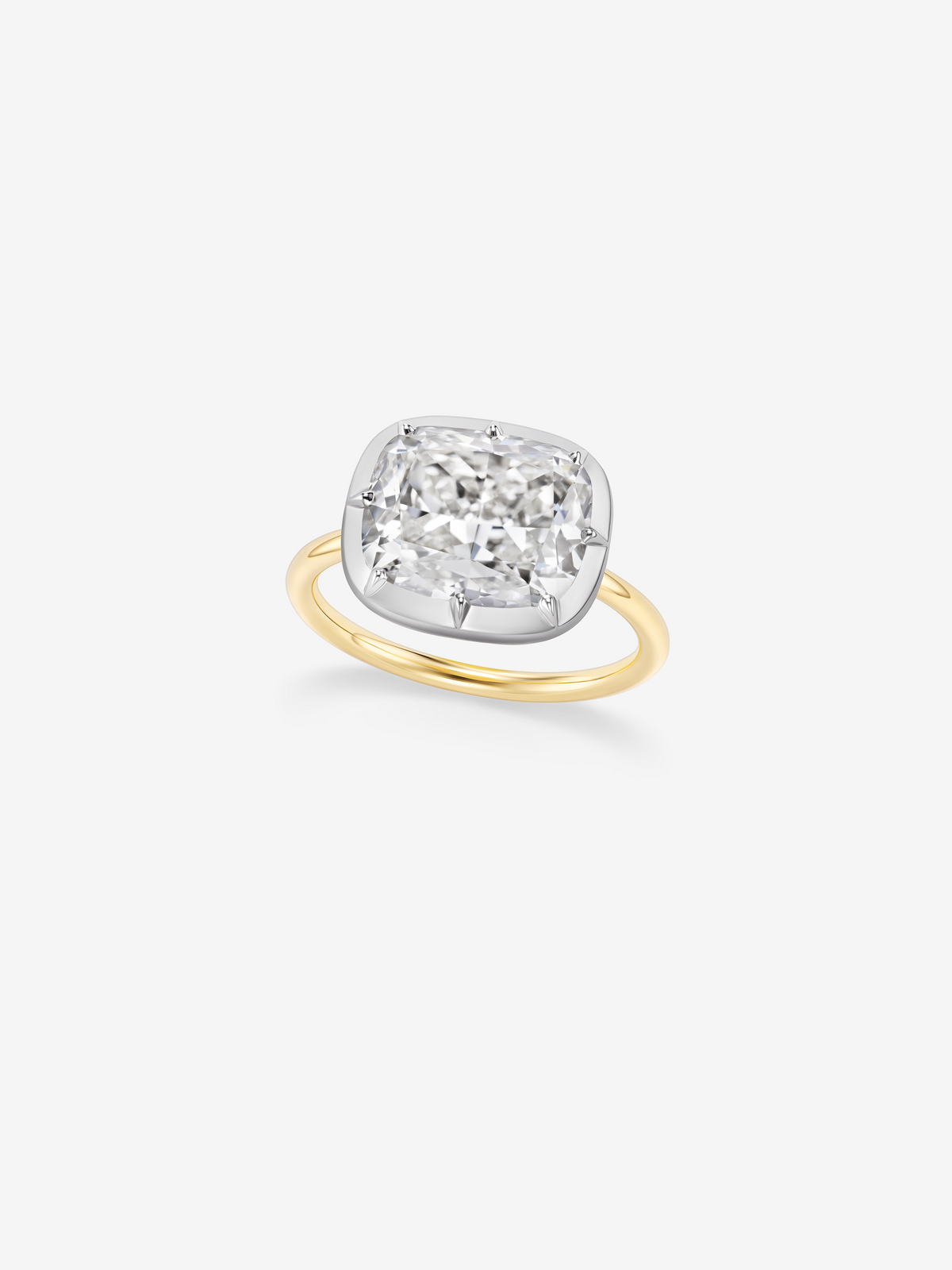 6.04ct East-West Cushion Diamond & White Gold Button Back Ring ...