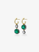 Asymmetric Oval Emerald & Diamond Gypset Hoop Earrings