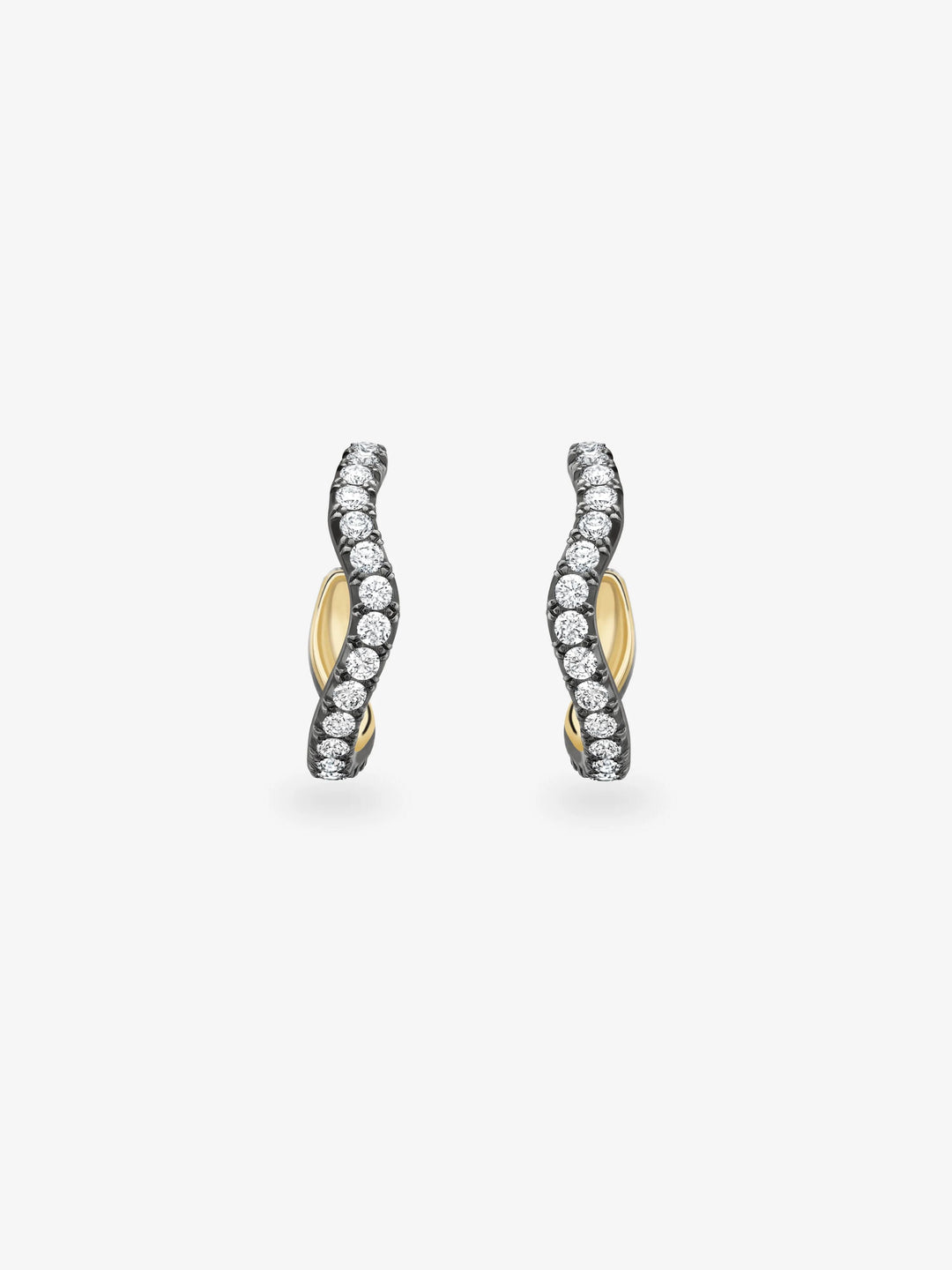 Carmela Diamond & Blackened Gold Spaghetti Hoop Earrings  View 1