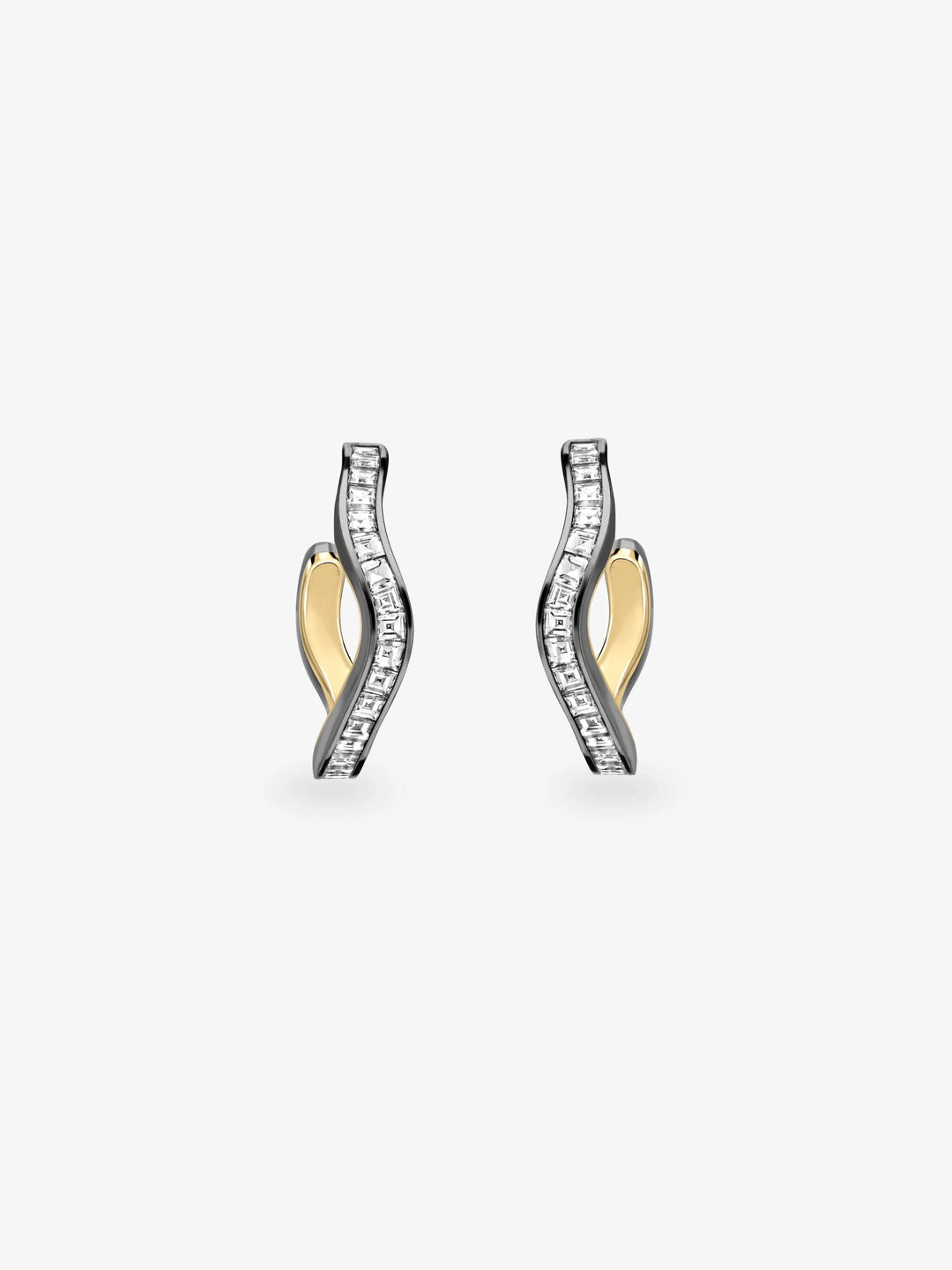 Carmela Carré-Cut Diamond & Blackened Gold Spaghetti Hoop Earrings  View 1
