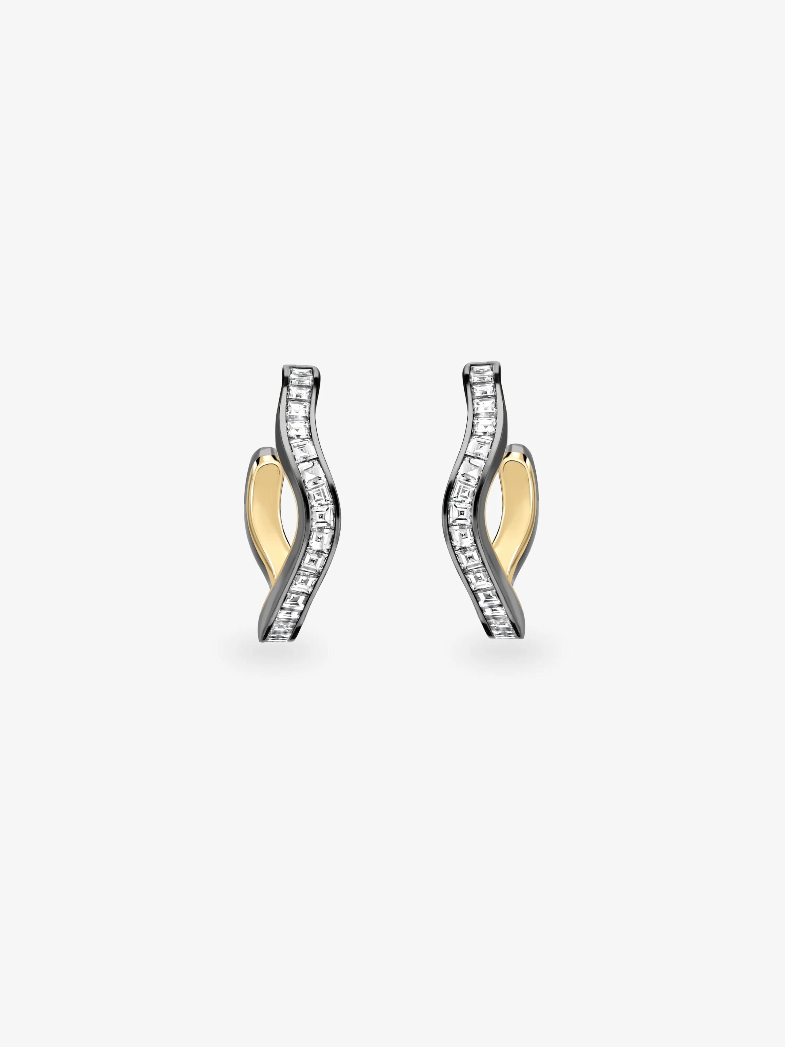 Carmela Carré-Cut Diamond & Blackened Gold Spaghetti Hoop Earrings View 1