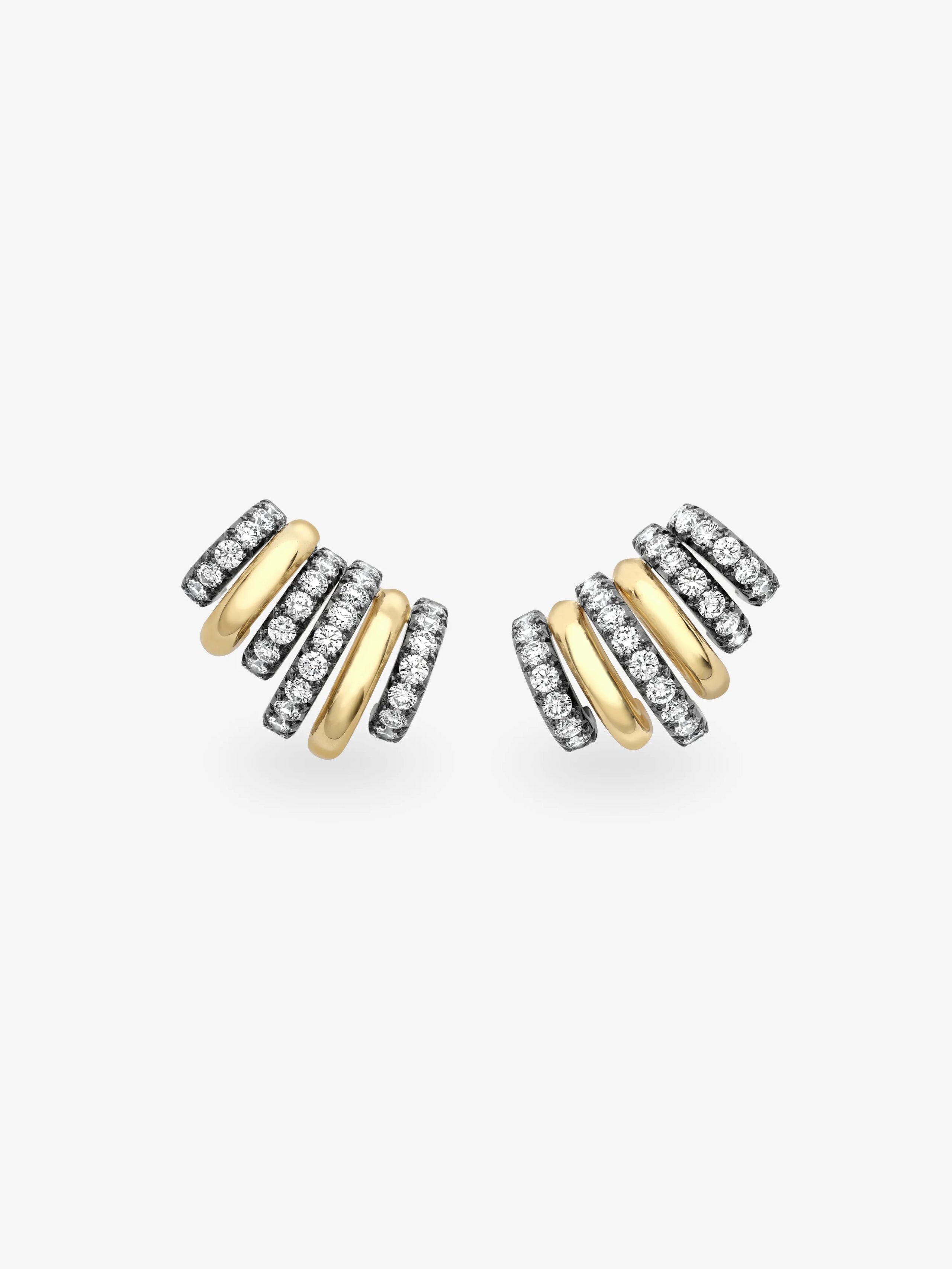 Carmela Diamond & Blackened Gold Spaghettio Earrings View 1