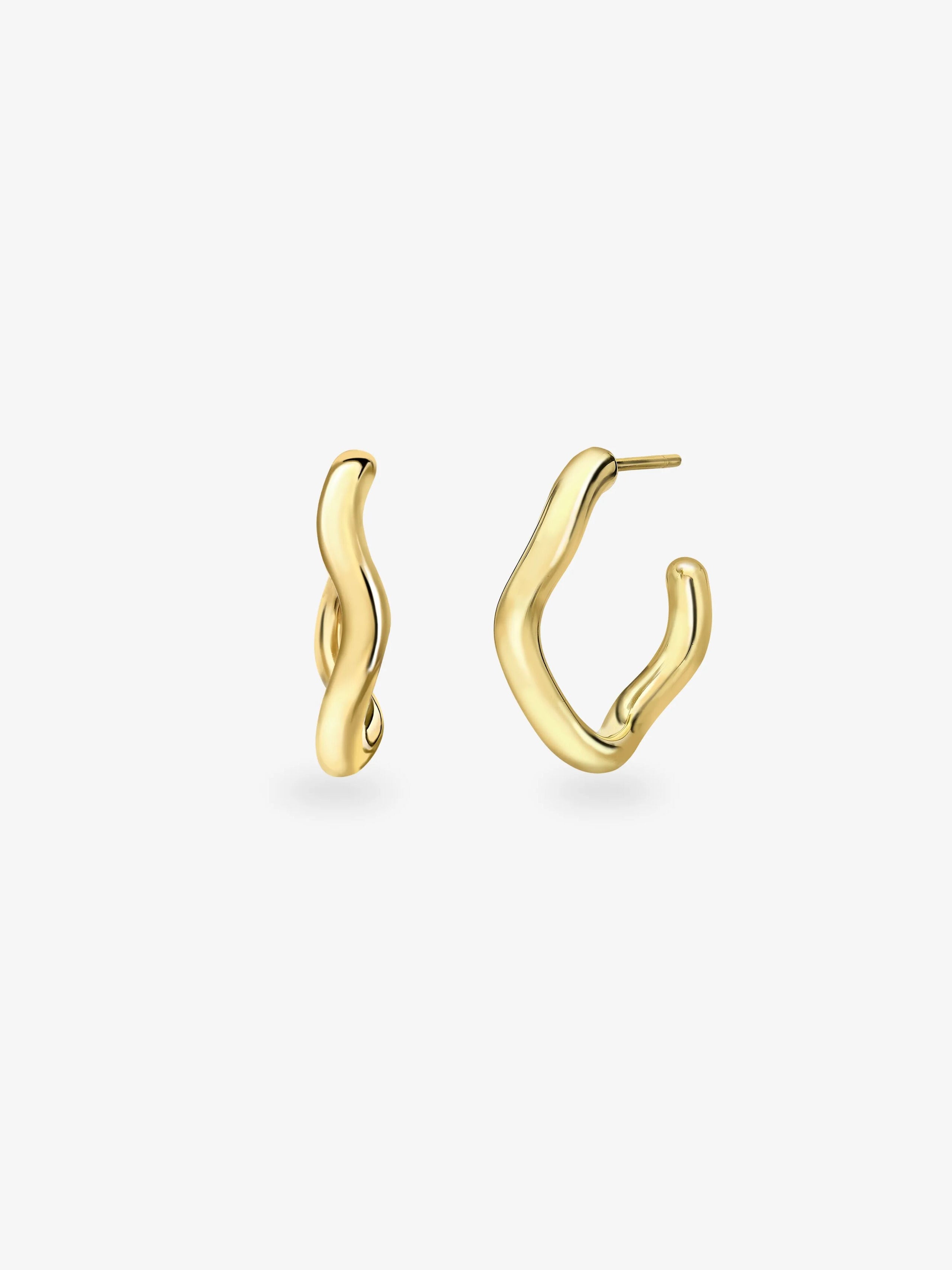 Carmela Gold Spaghetti Hoop Earrings View 2