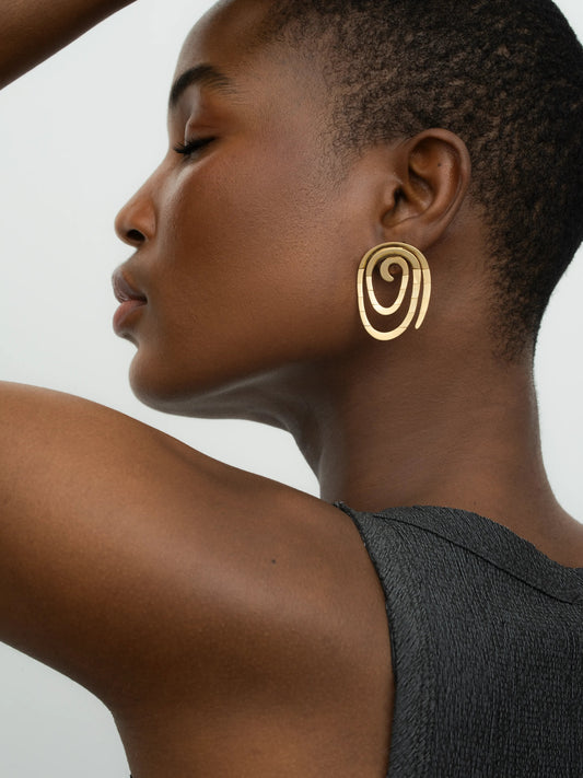 Carmela Gold Spiral Earrings View 3