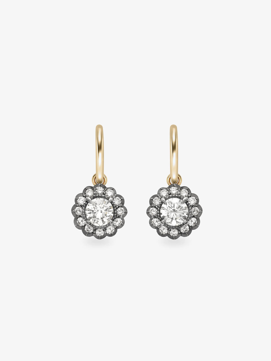 Daisy Diamond & Blackened Gold Gypset Hoop Earrings  View 1
