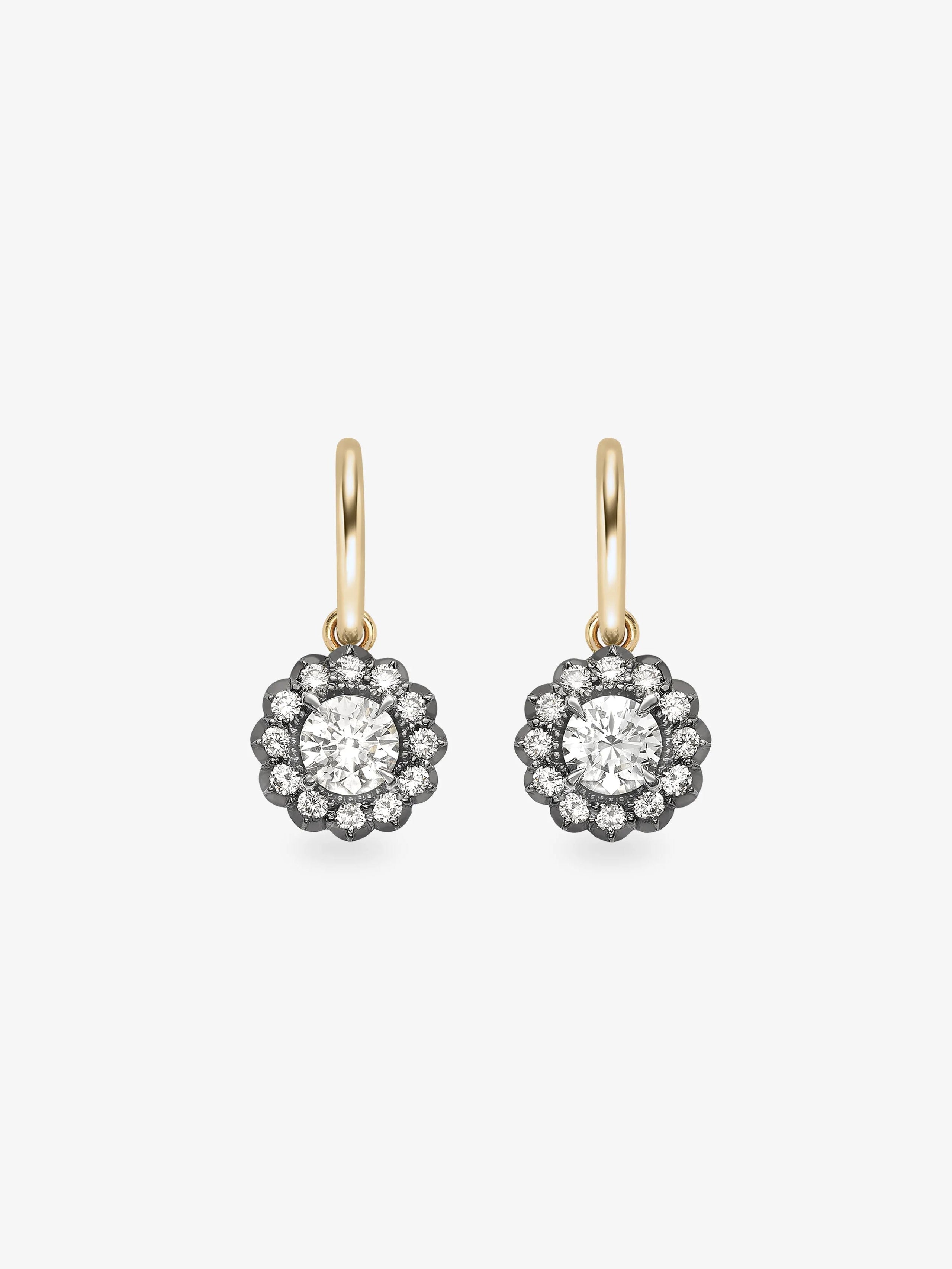 Daisy Diamond & Blackened Gold Gypset Hoop Earrings View 1