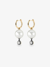 0.20ct Pearl & Diamond Gypset Hoop Earrings