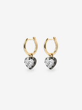 0.90ct Heart-Shaped Diamond & Blackened Gold Gypset Hoop Earrings