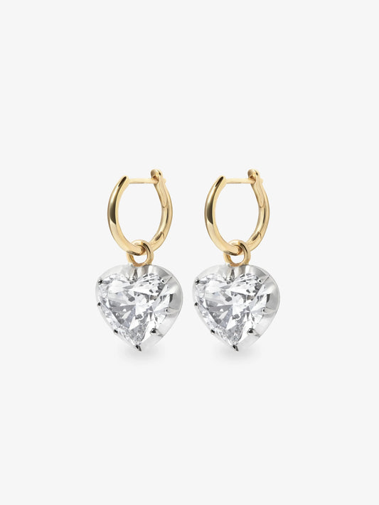 2ct Heart-Shaped Diamond & White Gold Gypset Hoop Earrings View 2