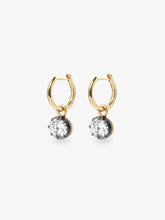 0.70ct East-West Oval Diamond & Blackened Gold Gypset Hoop Earrings