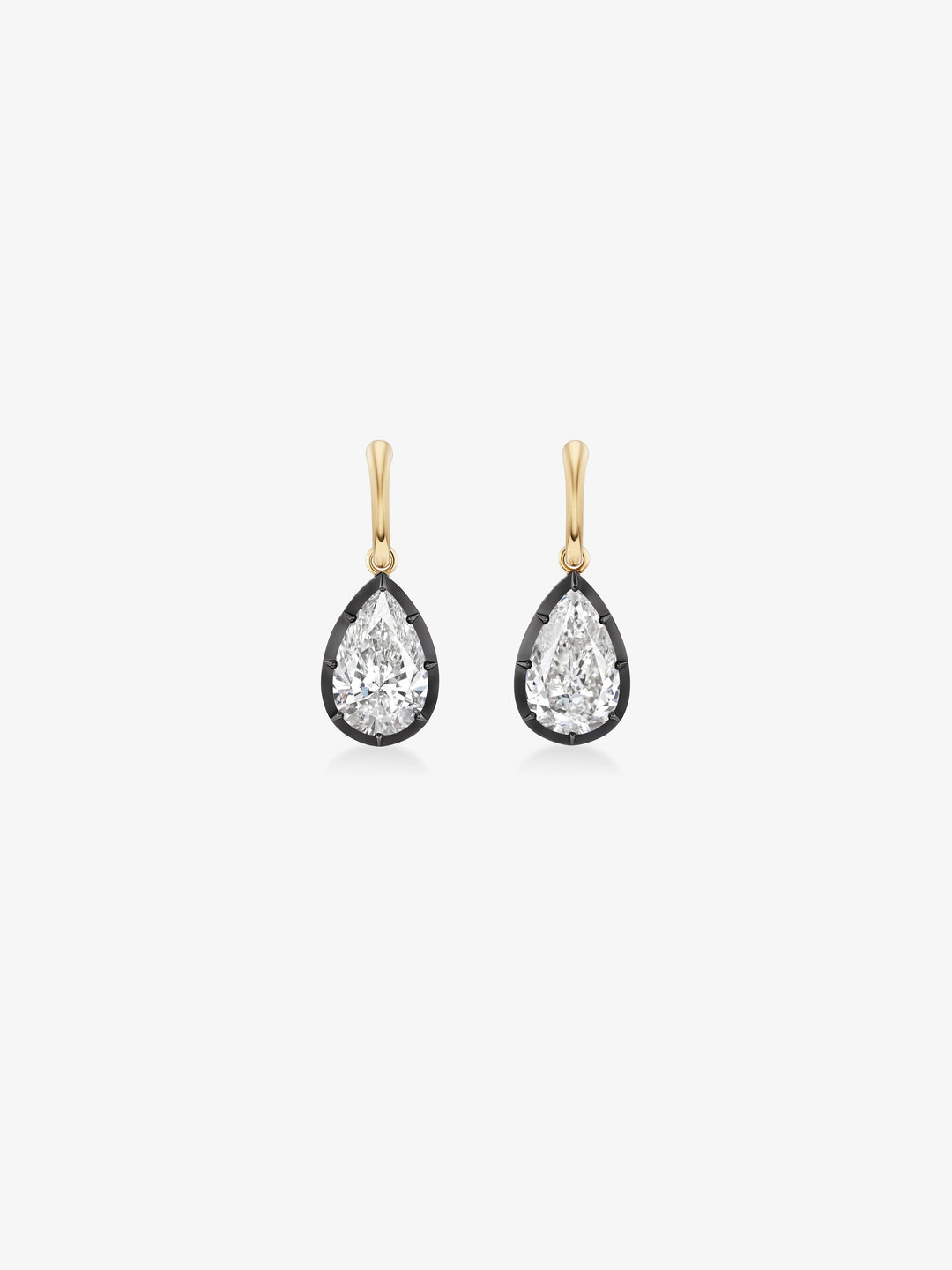 5.03ct Pear-Shaped Diamond & Blackened Gold Gypset Hoop Earrings View 1