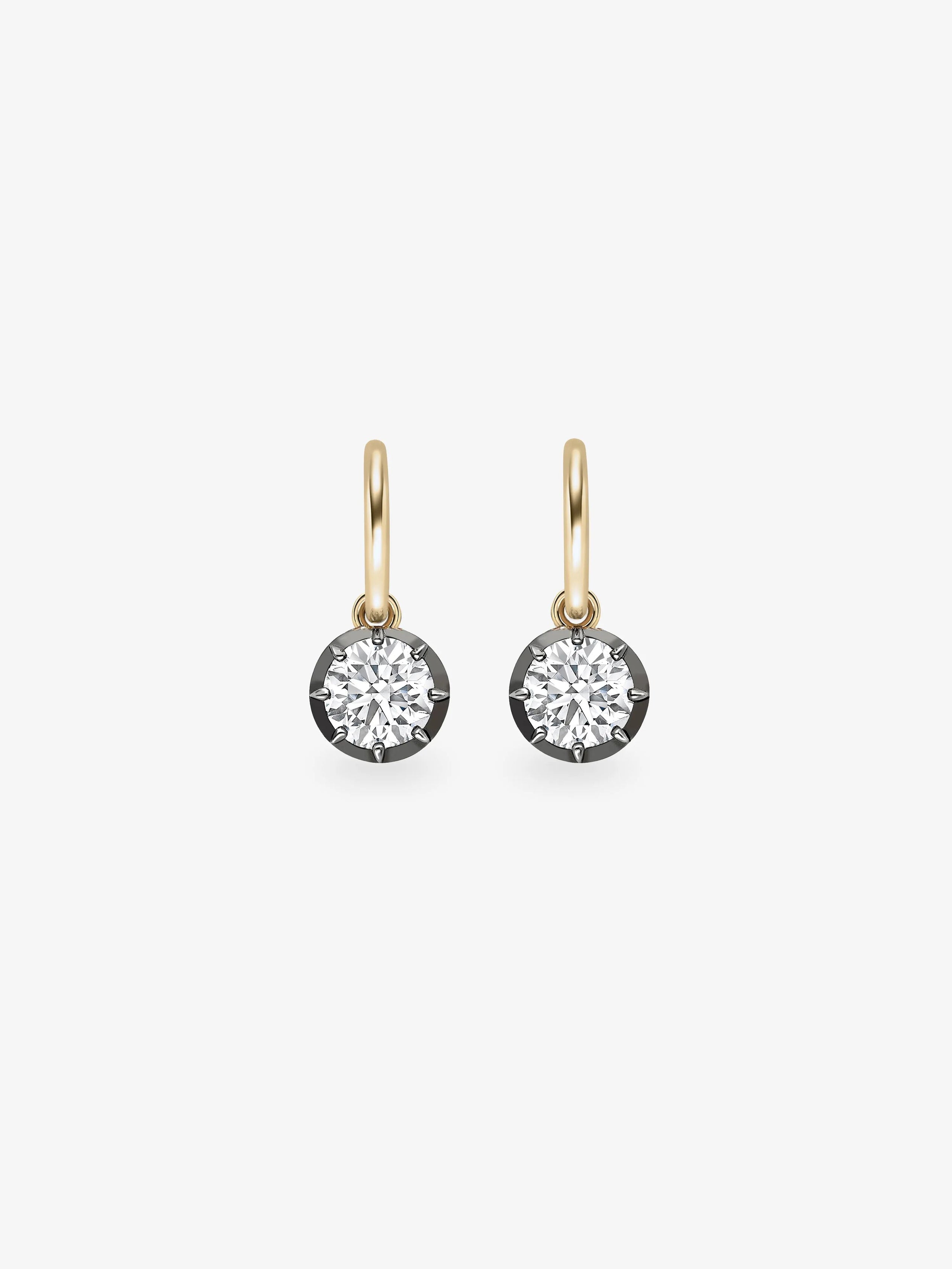 1ct Diamond & Blackened Gold Gypset Hoop Earrings View 1