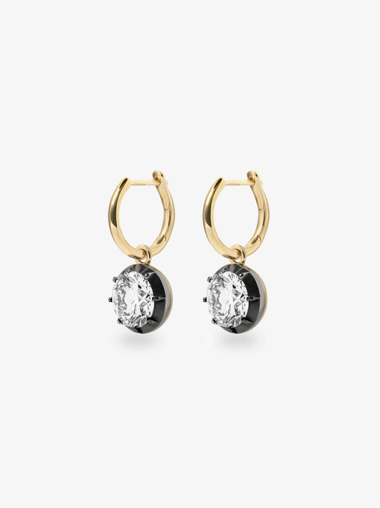 1.50ct Diamond & Blackened Gold Gypset Hoop Earrings View 2