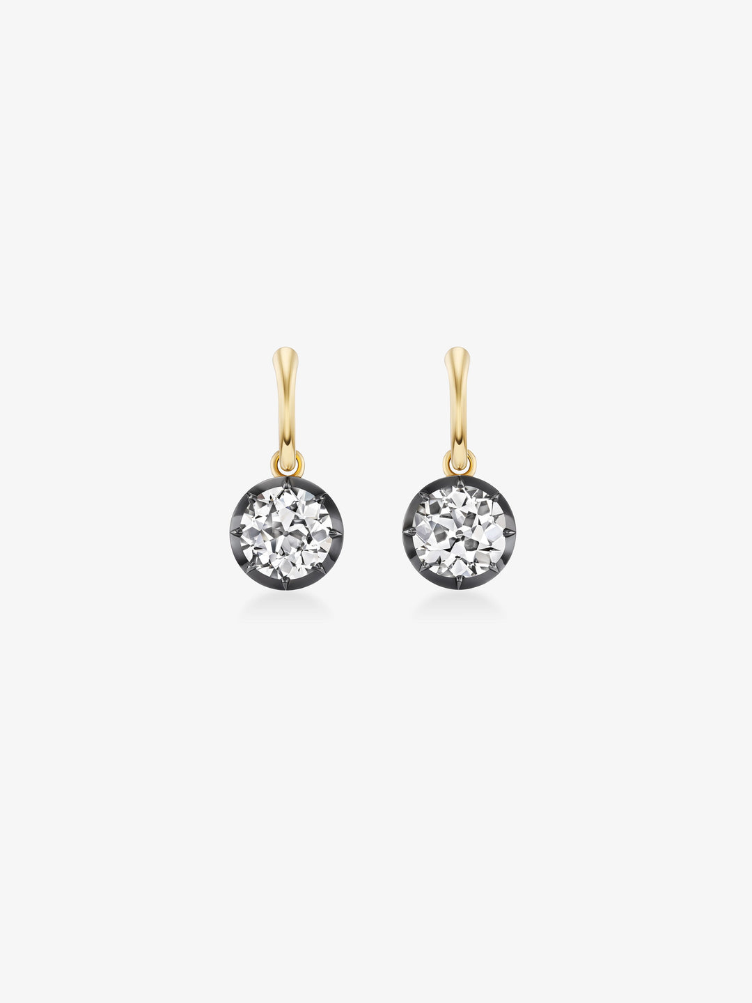 3.53ct Diamond & Blackened Gold Gypset Hoop Earrings  View 1