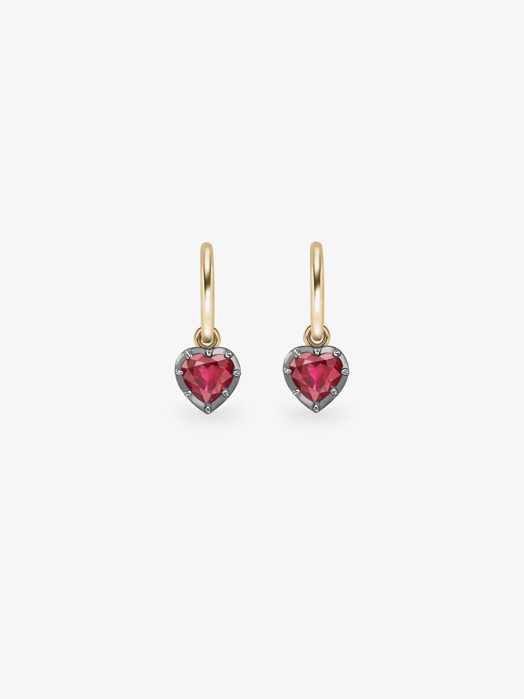 0.90ct Ruby Gypset Heart Shaped Hoop Earrings  View 1