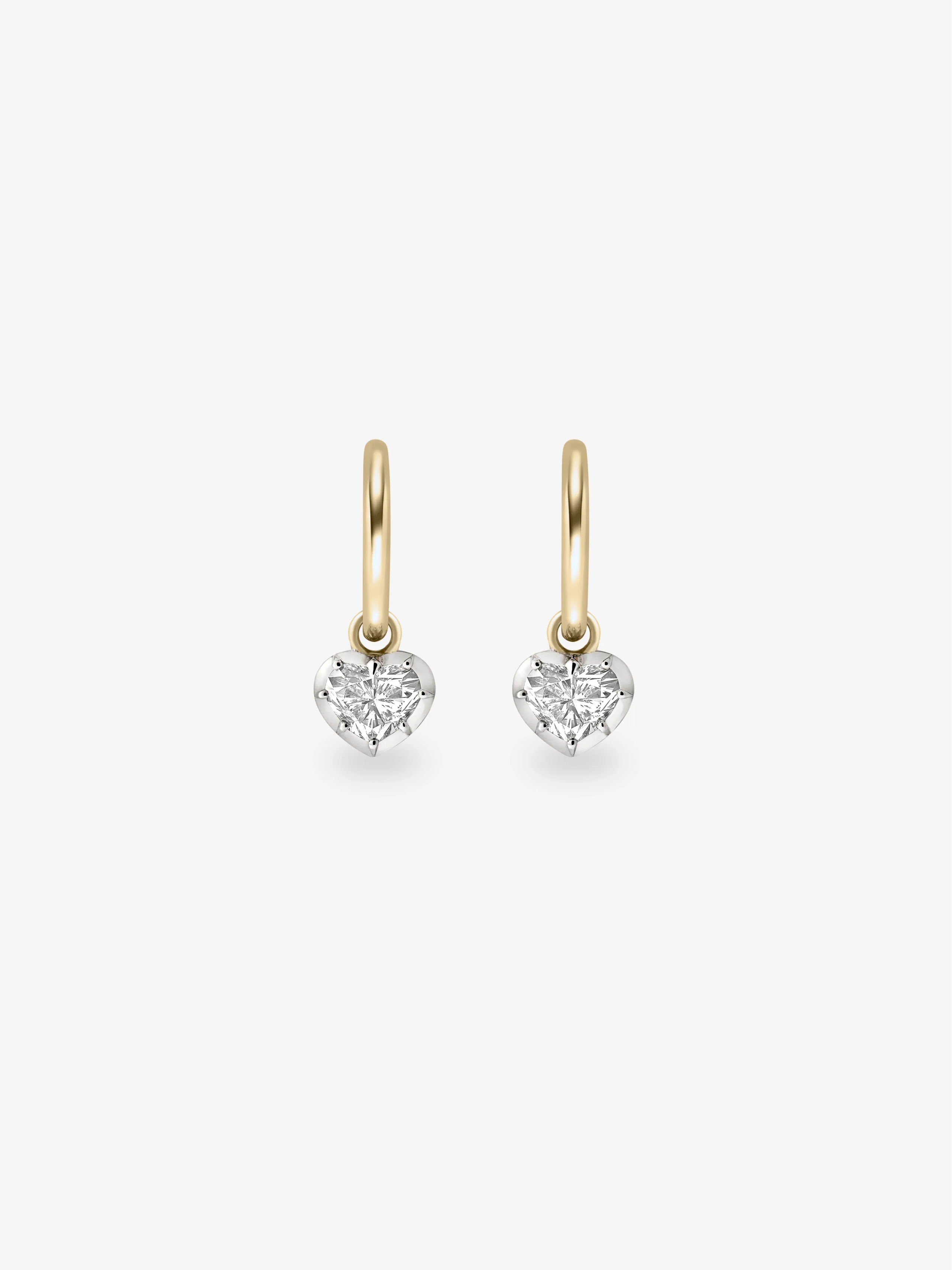 0.50ct Heart-Shaped White Gold Gypset Hoop Earrings View 1