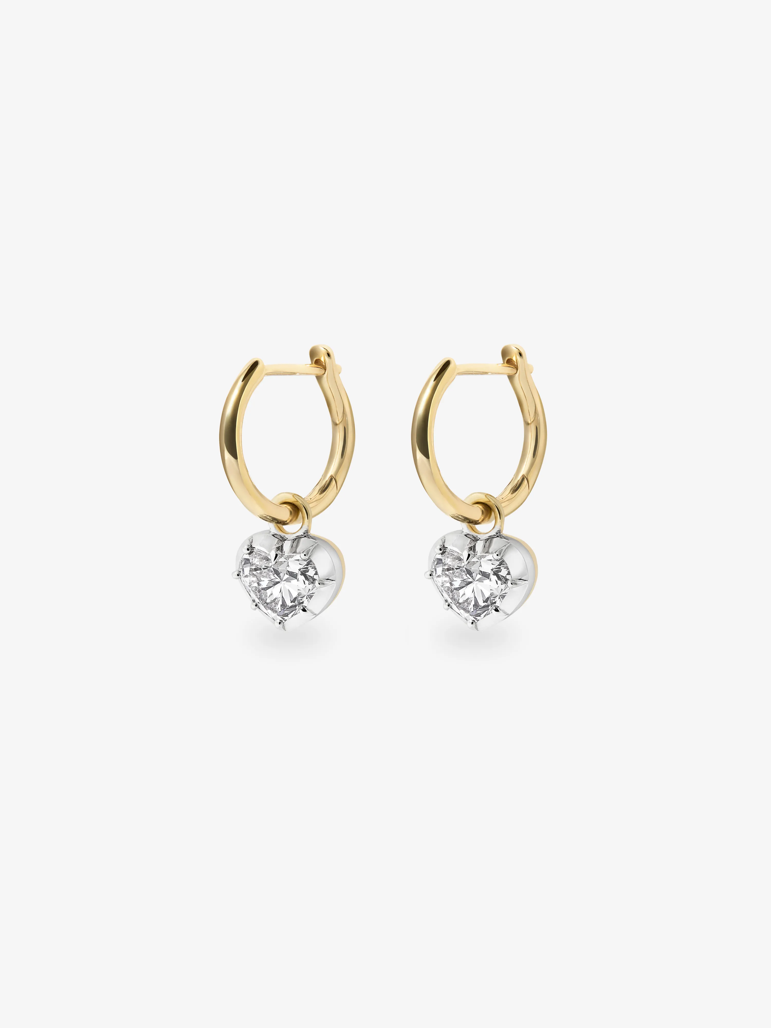 0.50ct Heart-Shaped White Gold Gypset Hoop Earrings View 2