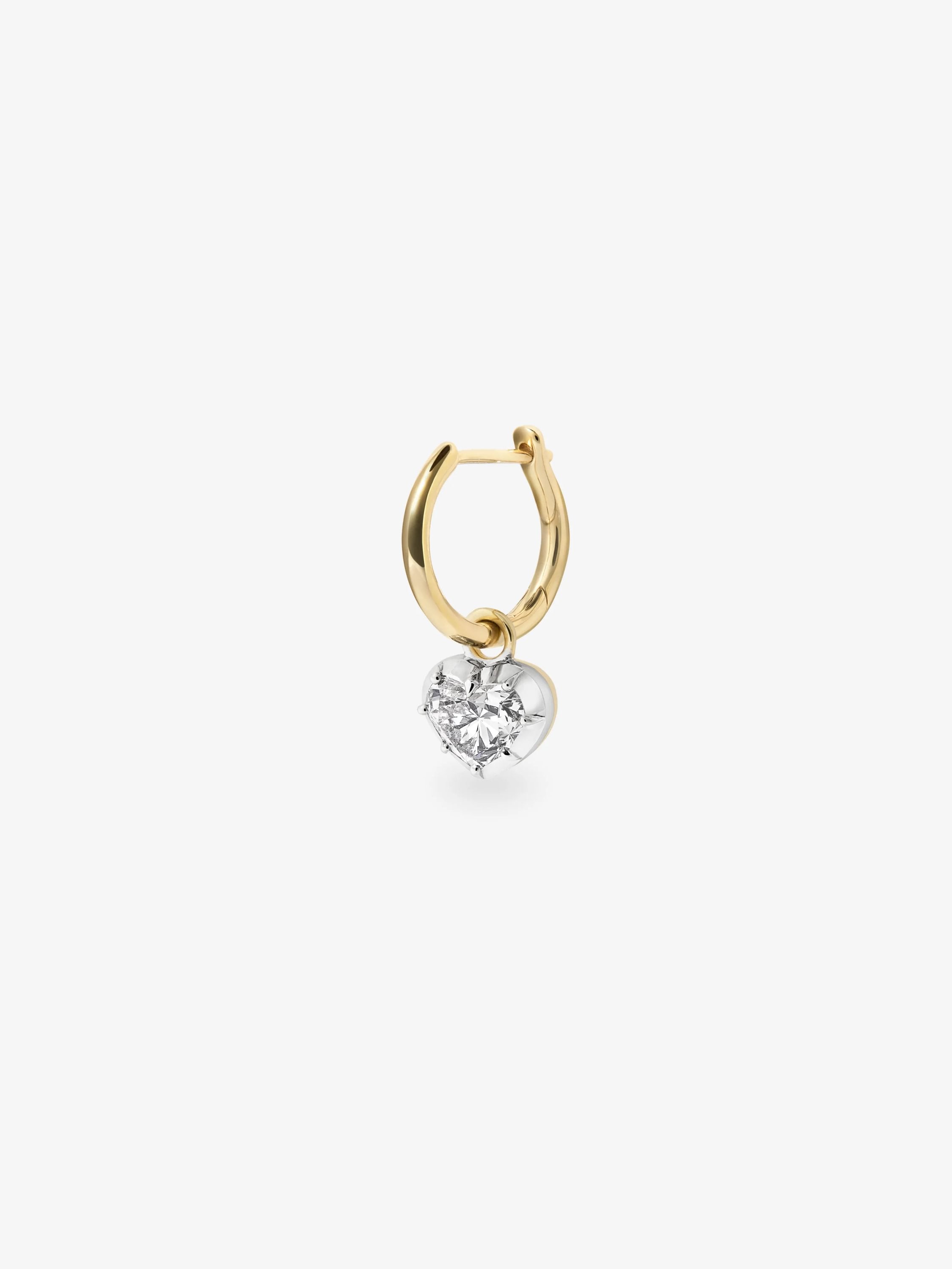 0.50ct Heart-Shaped Diamond & White Gold Single Gypset Hoop Earring View 2