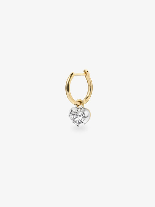 0.50ct Heart-Shaped Diamond & White Gold Single Gypset Hoop Earring View 2