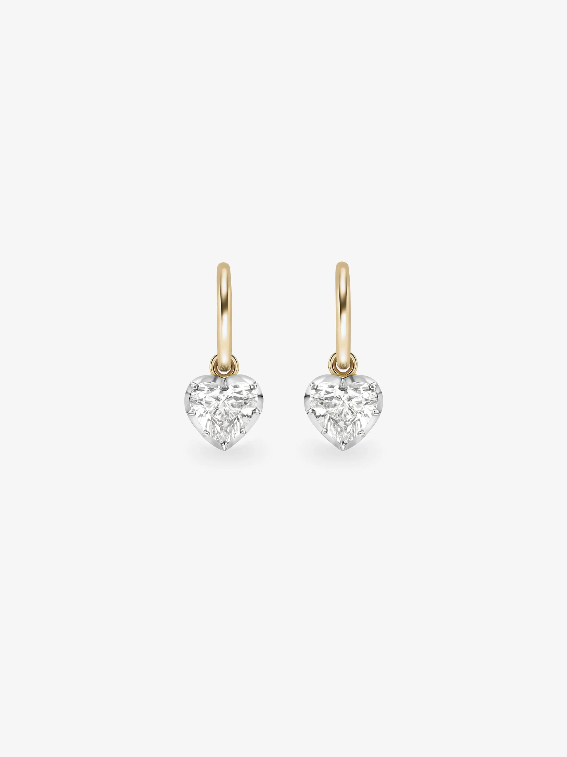 0.70ct Heart-Shaped Diamond & White Gold Gypset Hoop Earrings View 1
