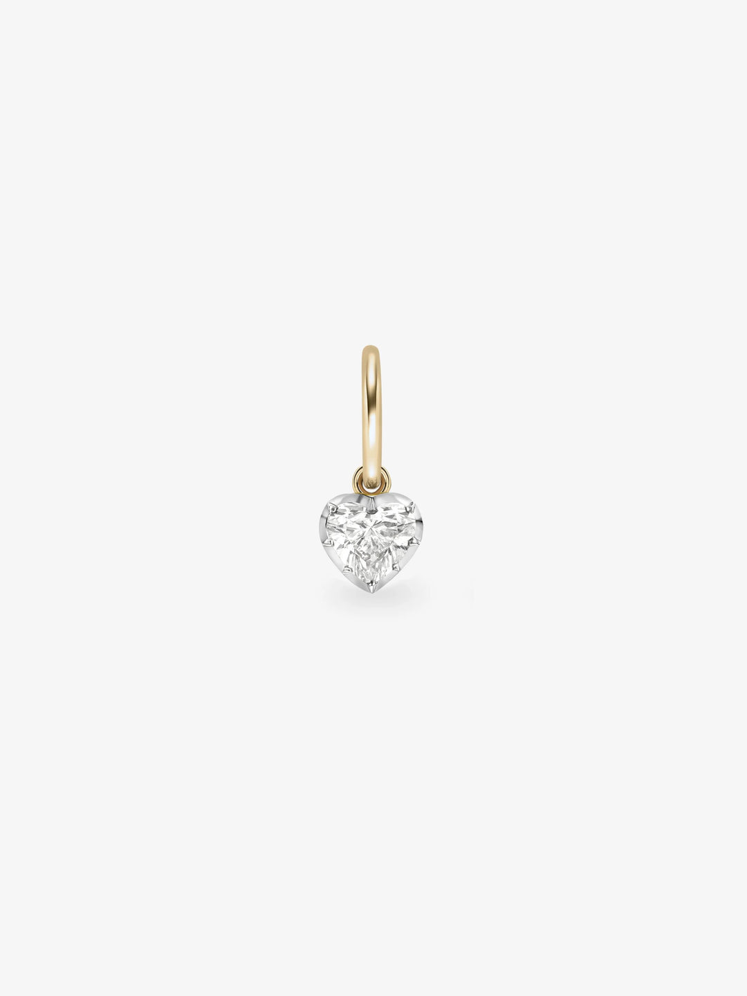 0.70ct Heart-Shaped Diamond & White Gold Single Gypset Hoop Earring  View 1