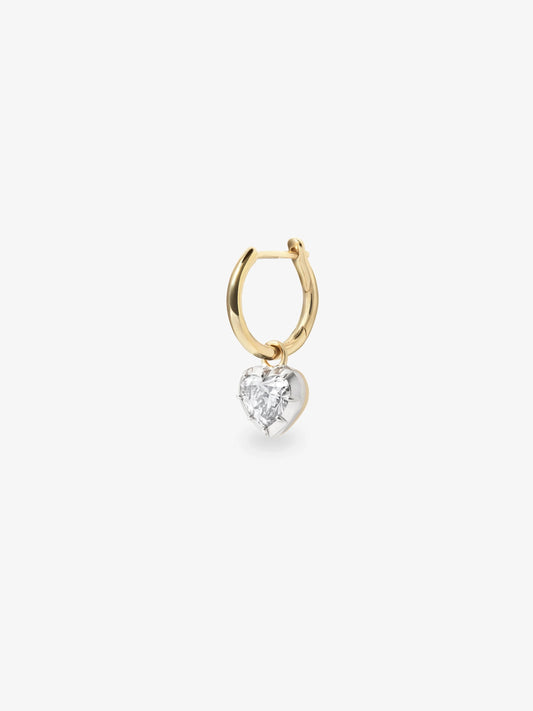 0.70ct Heart-Shaped Diamond & White Gold Single Gypset Hoop Earring View 2