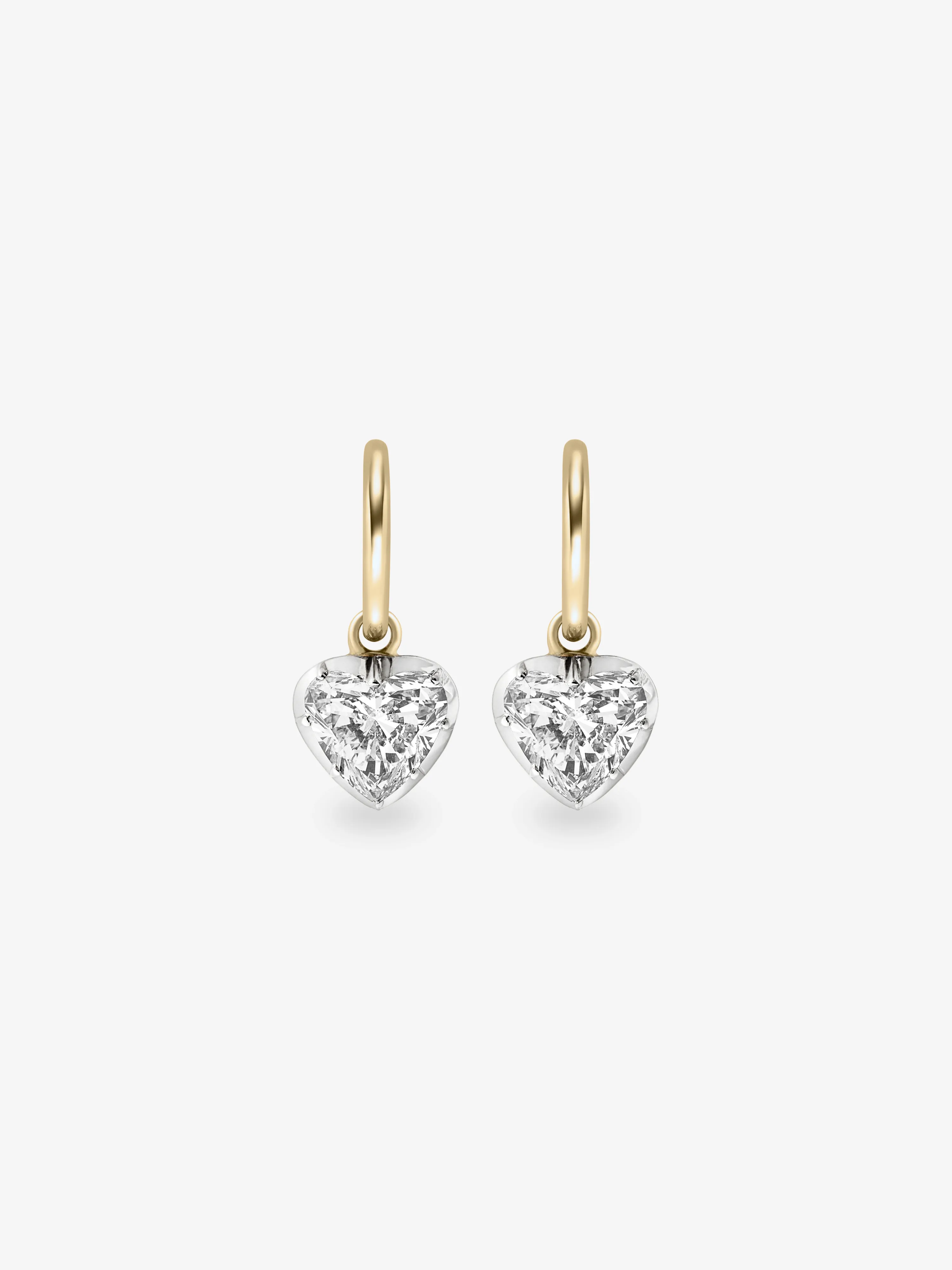 0.90ct Heart-Shaped Diamond & White Gold Gypset Hoop Earrings View 1