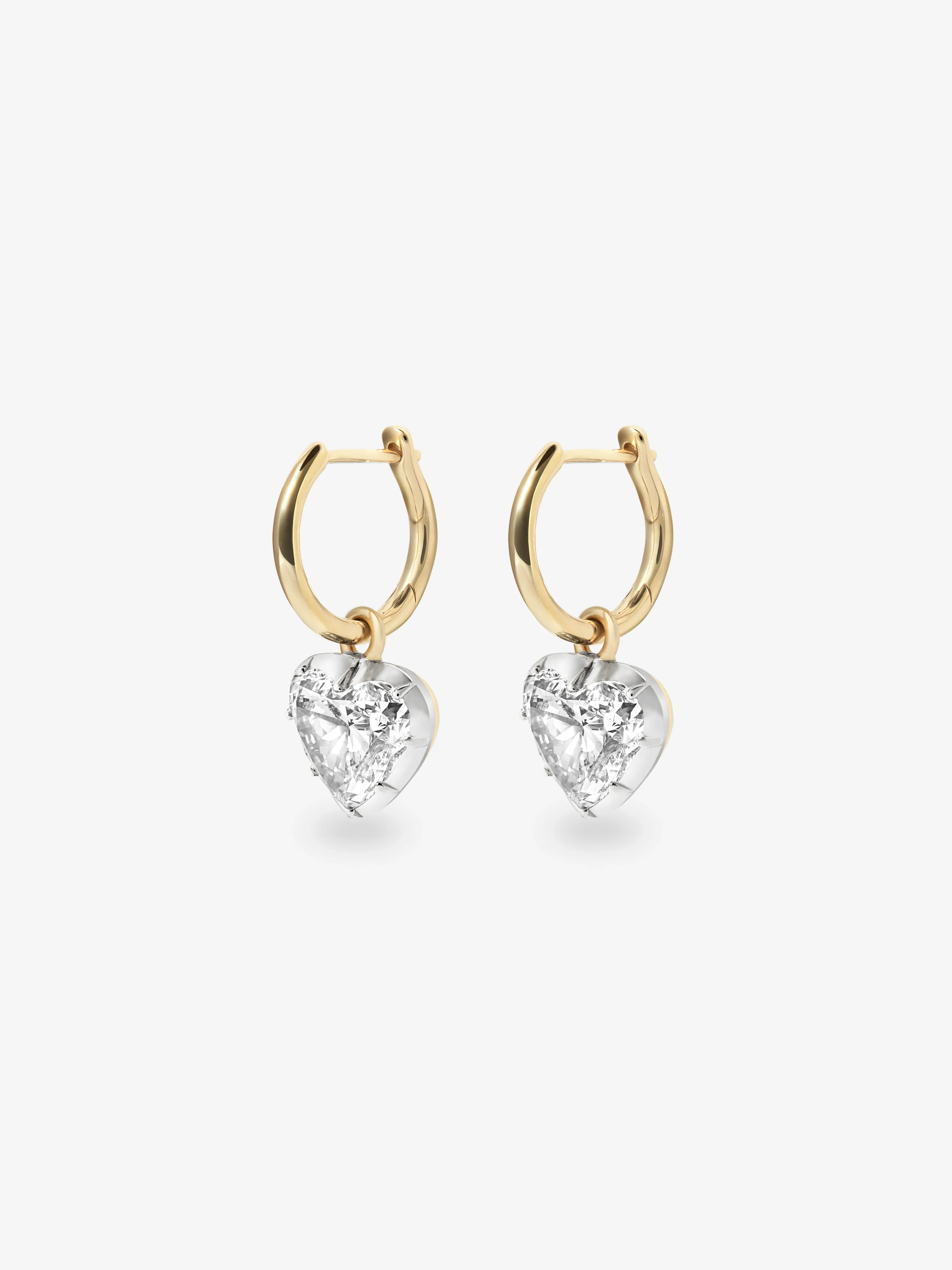 0.90ct Heart-Shaped Diamond & White Gold Gypset Hoop Earrings View 2