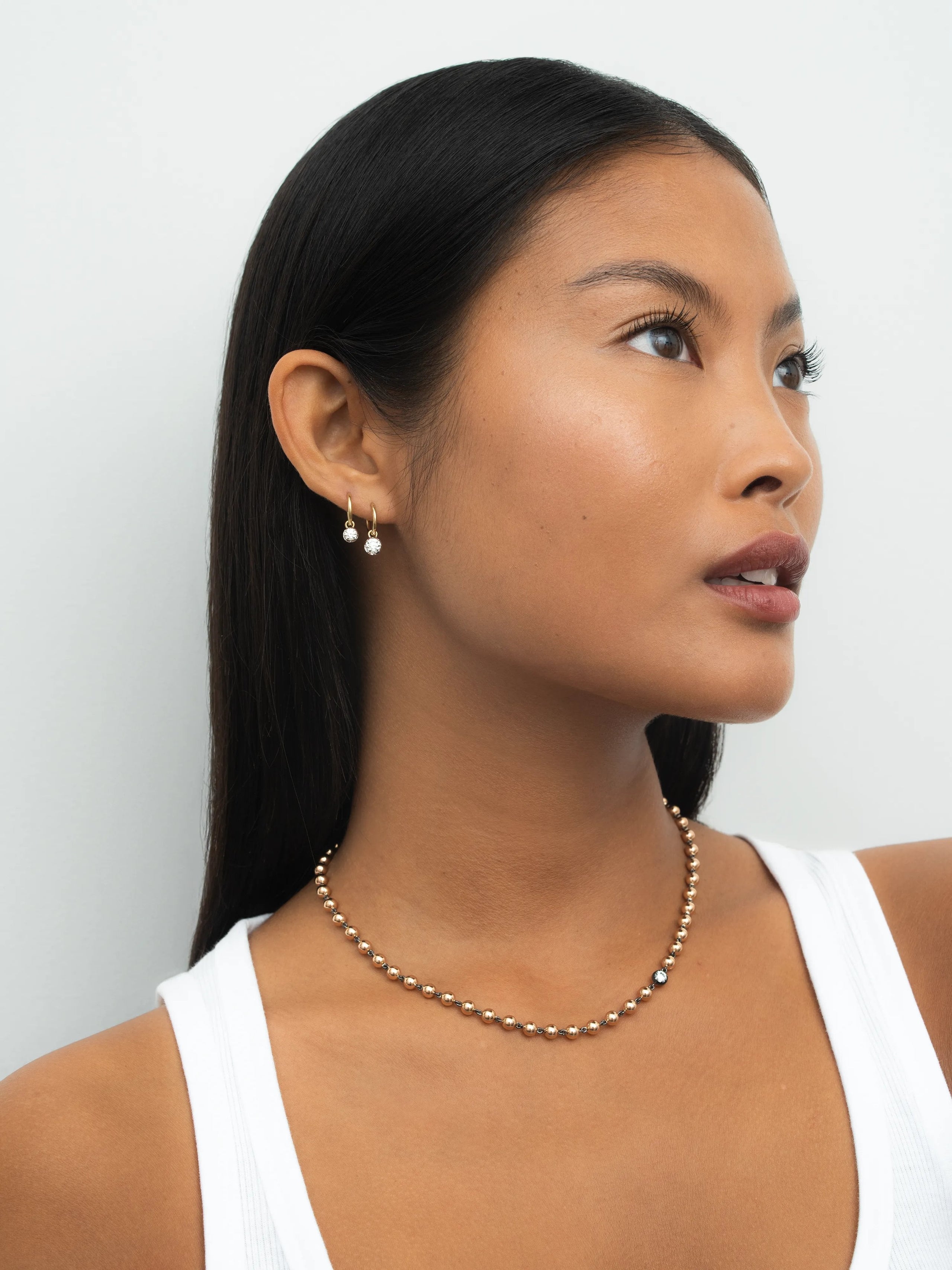 0.20ct Single Diamond & White Gold Gypset Hoop Earring View 3