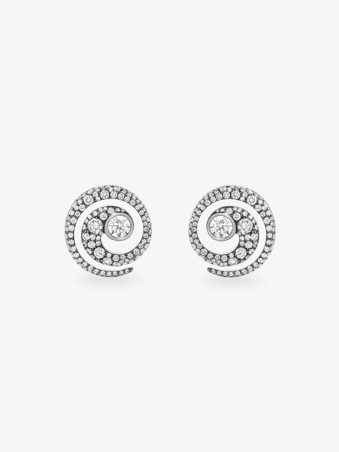 Tattoo Diamond & Blackened Gold Stud Earrings  View 1