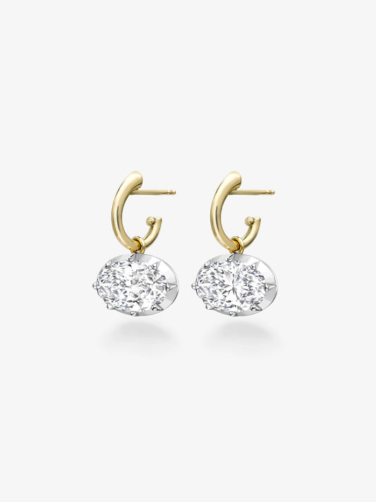 4.20ct Oval Diamond & White Gold Gypset Hoop Earrings View 2