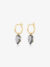 0.70ct Pear-Shaped Diamond & Blackened White Gold Point Down Gypset Hoop Earrings