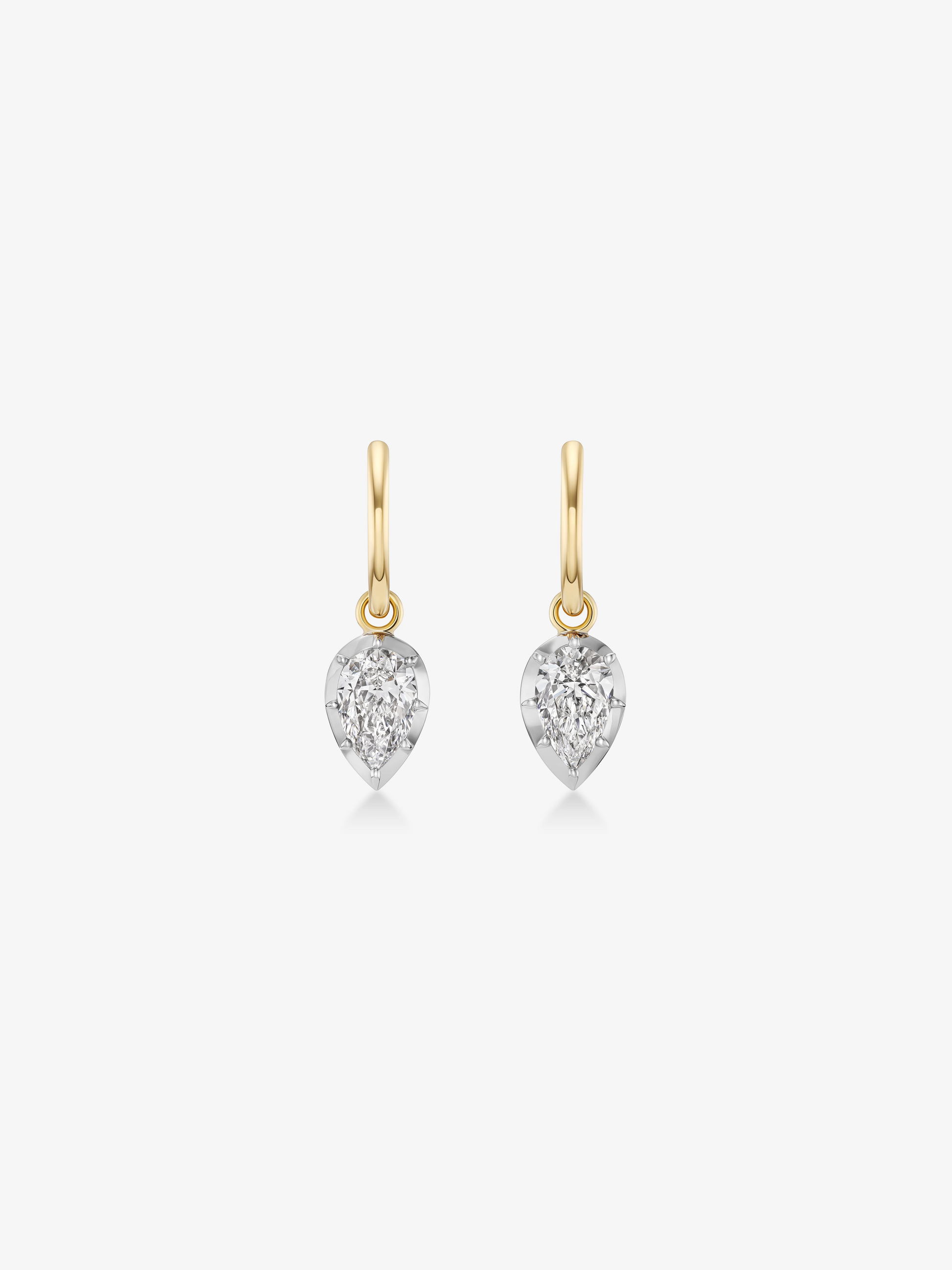 0.70ct Pear-Shaped Diamond & White Gold Gypset Point Down Hoop Earrings View 1
