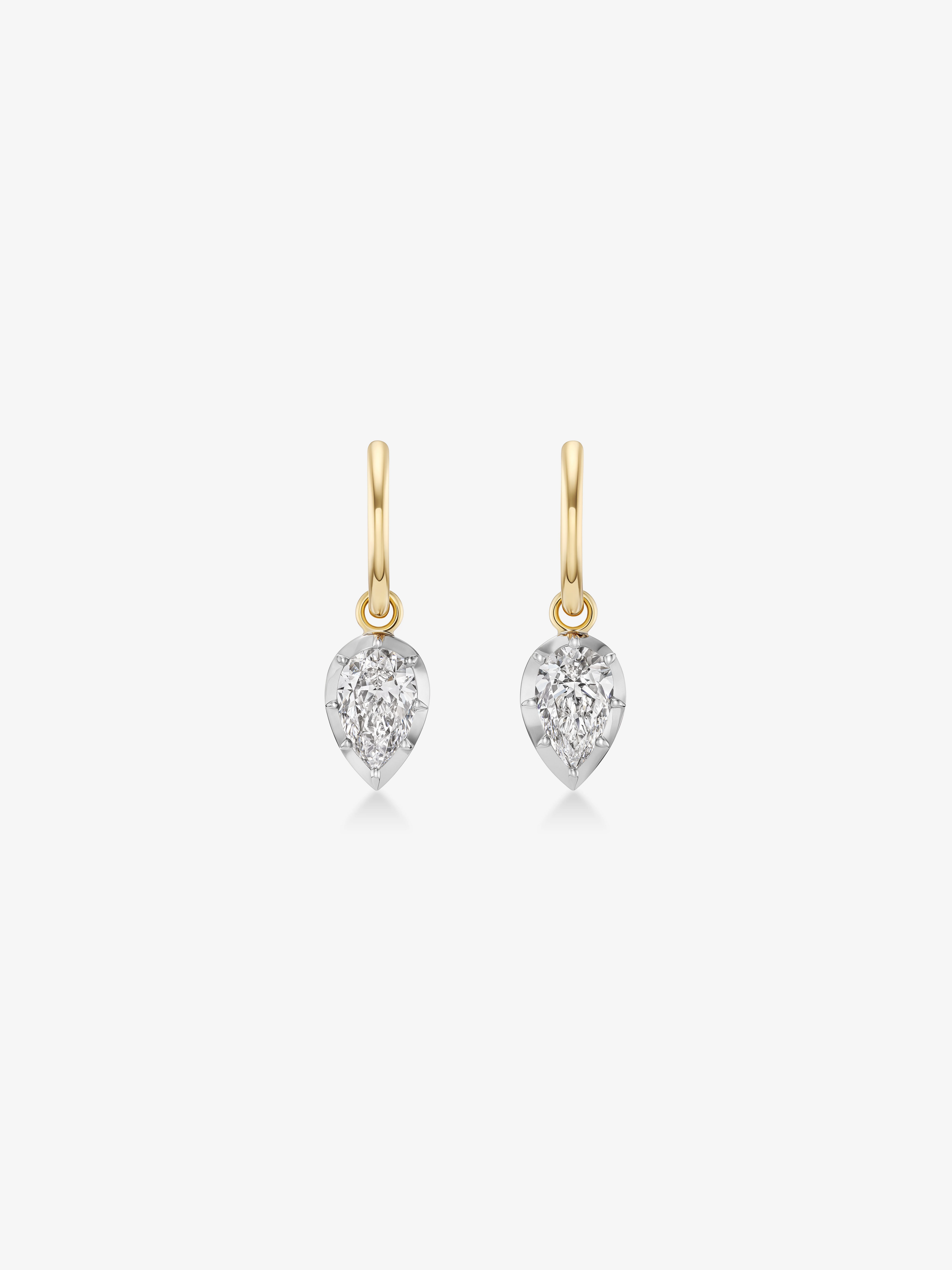 0.70ct Pear-Shaped Diamond & White Gold Gypset Point Down Hoop Earrings View 1