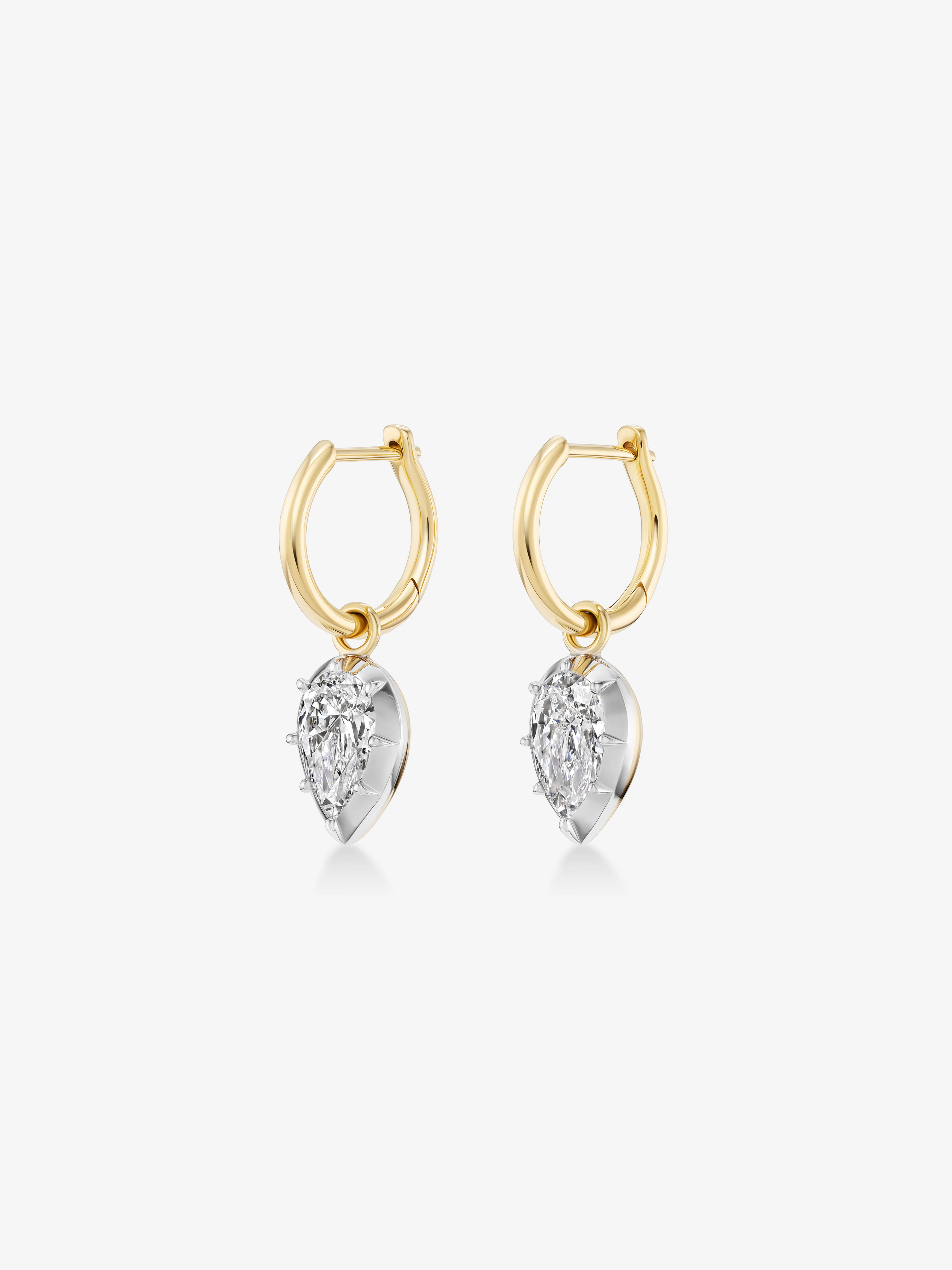 0.70ct Pear-Shaped Diamond & White Gold Gypset Point Down Hoop Earrings View 2