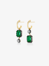 Asymmetric Emerald & Diamond Hoop Earrings